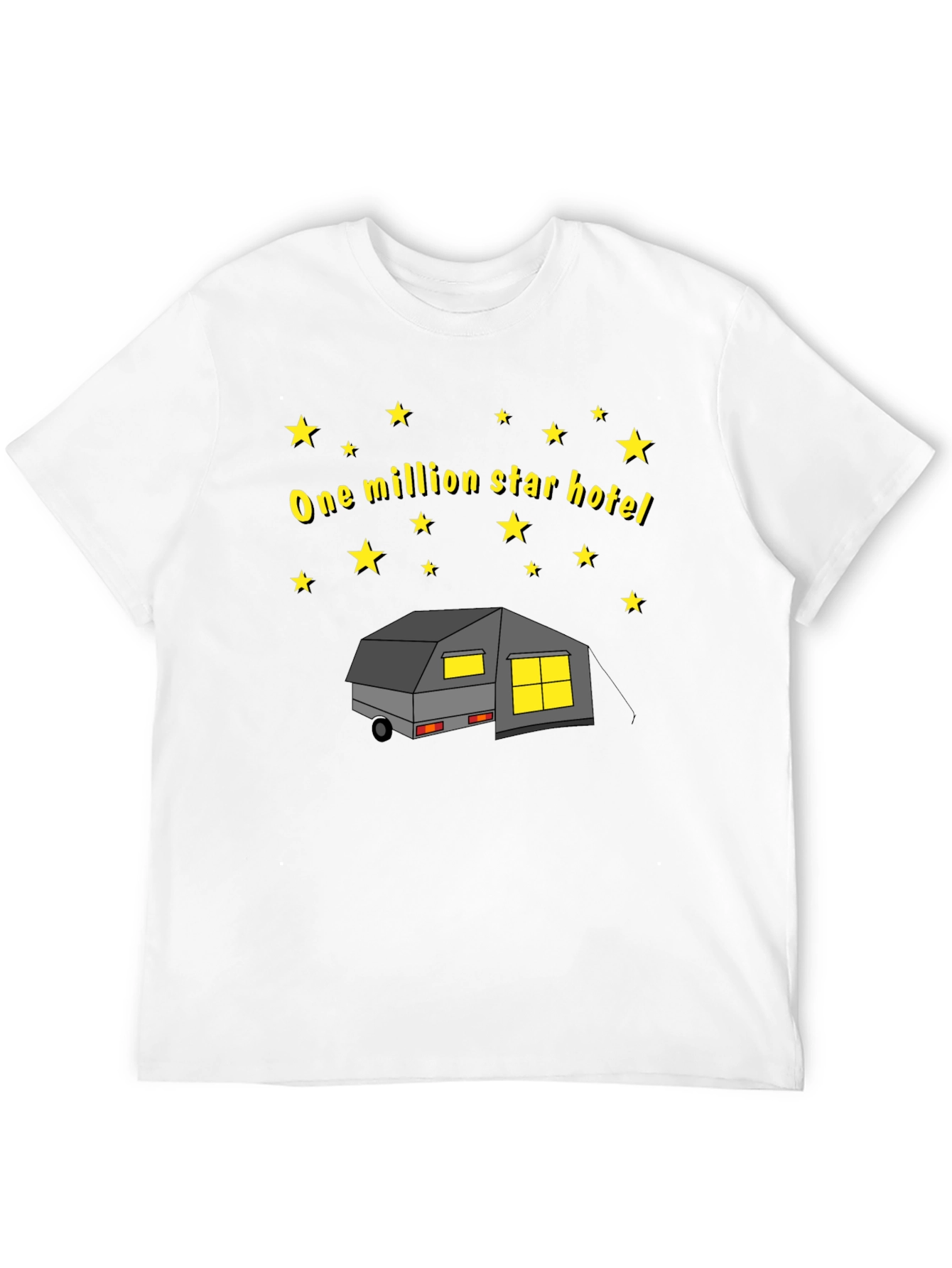 Black One Million Star Hotel Camping T-Shirt view 12