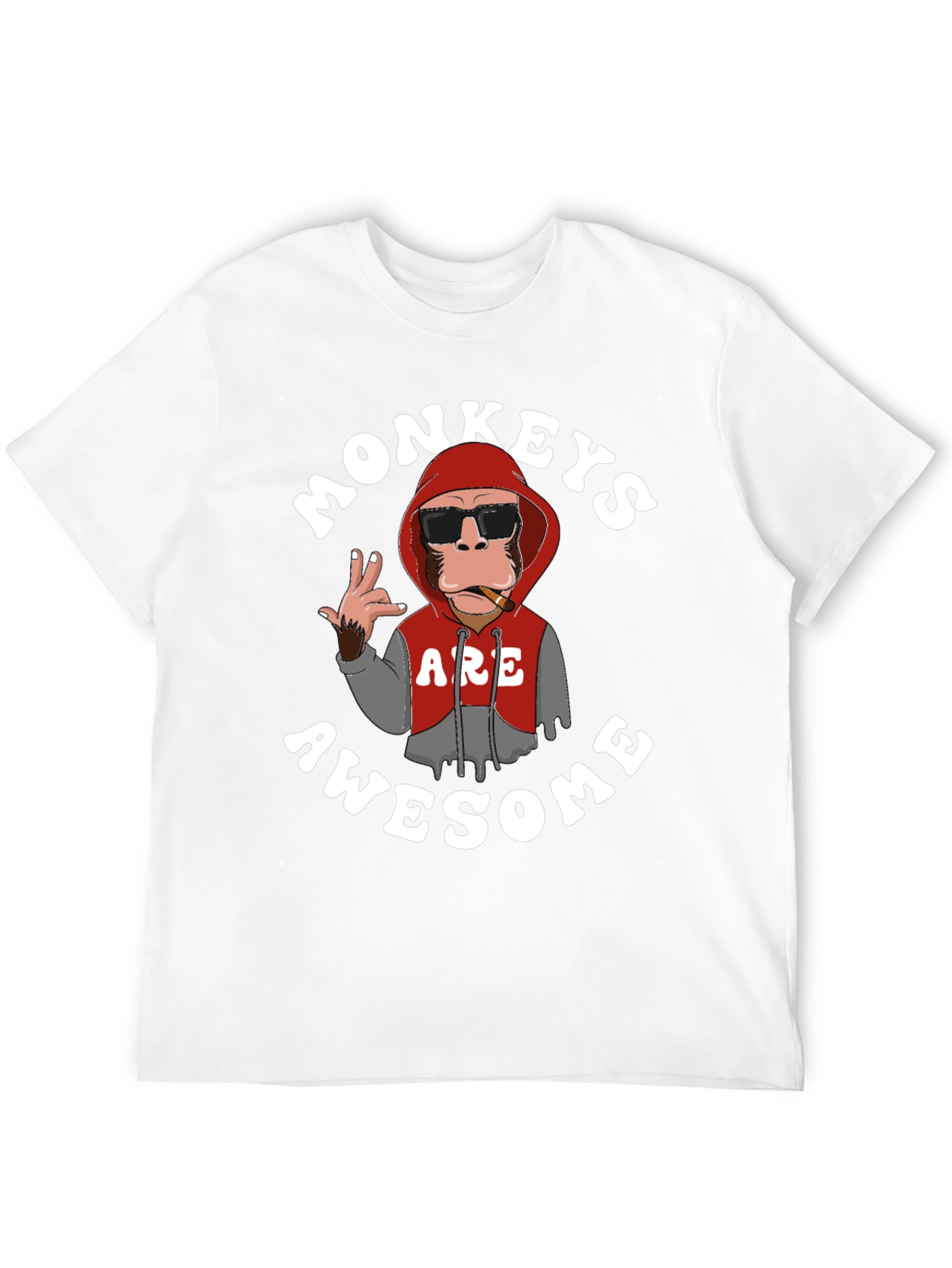 Black Funny Monkeys Are Awesome Graphic T-Shirt view 12