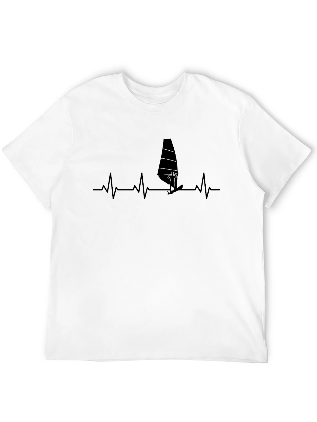 Black Windsurfing Heartbeat T-Shirt - Black view 12