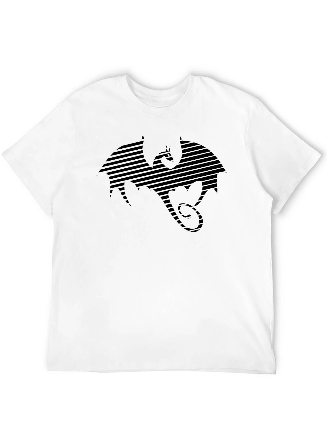 Black Striped Dragon Graphic T-Shirt - Black view 12