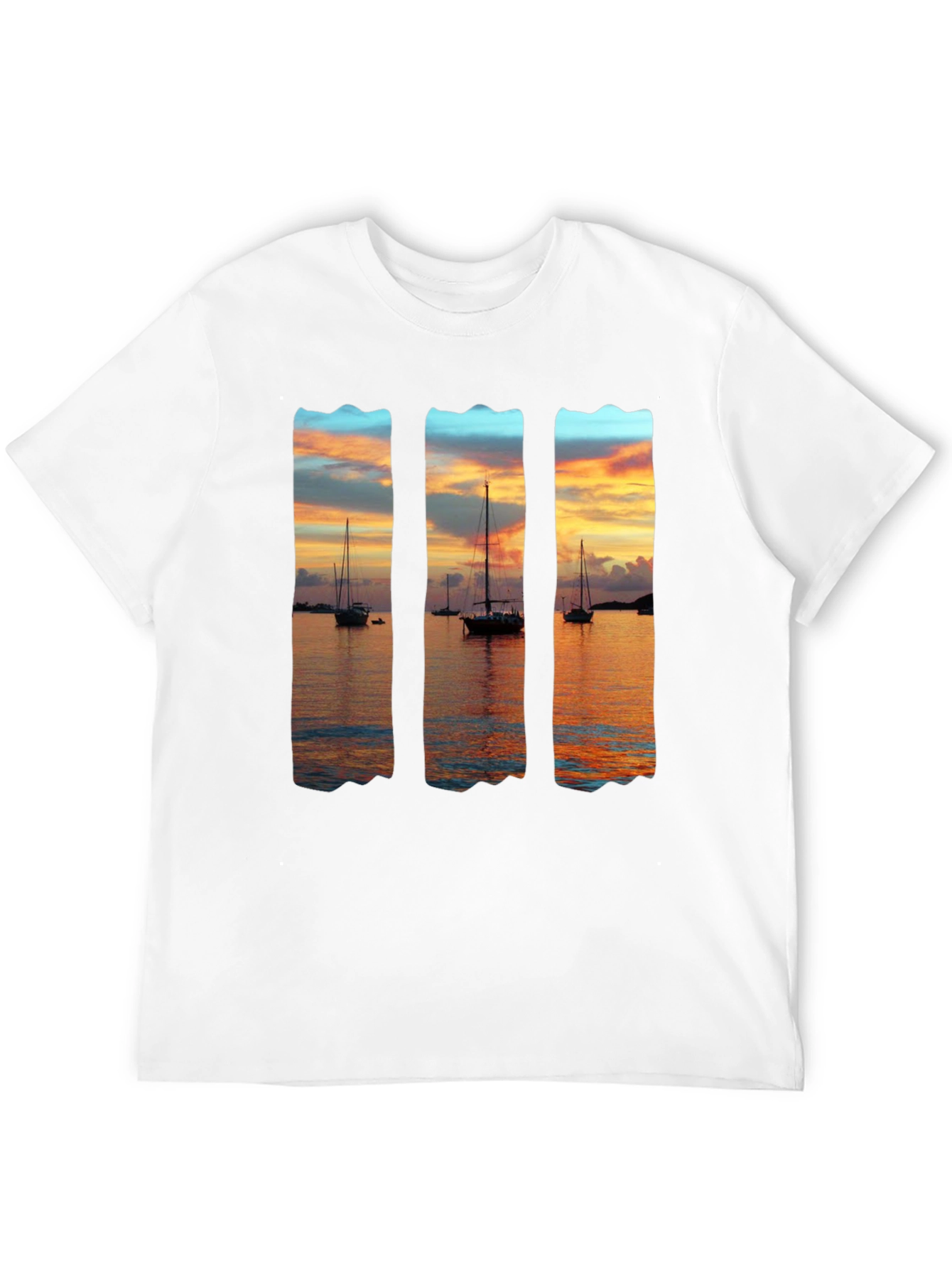 Black Sunset Sailboat Graphic T-Shirt - Black view 12