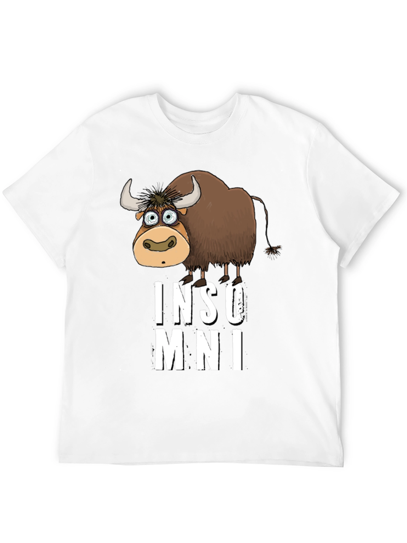 Black Funny Insomniac Yak Black T-Shirt view 12