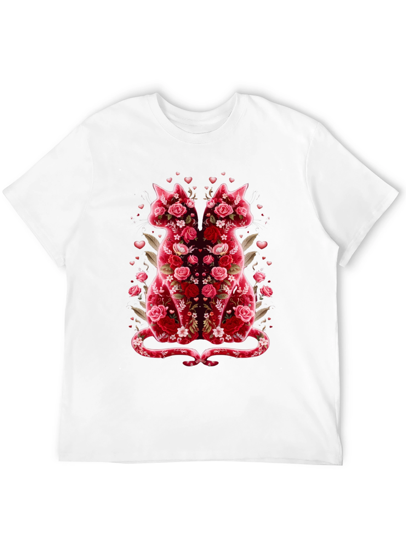 Black Floral Cat Lover T-Shirt - Valentine's Day Edition view 12