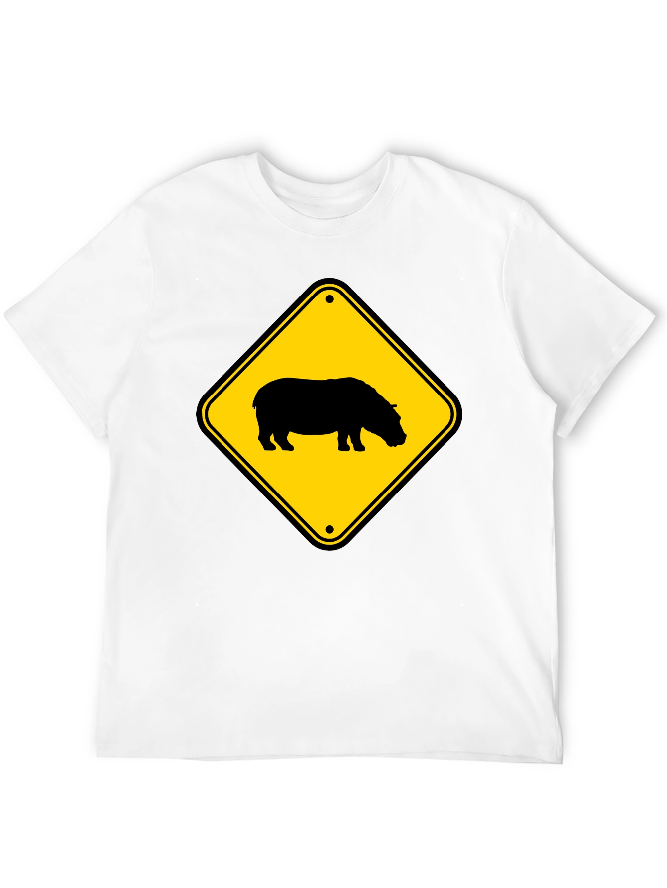 Black Hippo Crossing Sign Black T-Shirt view 12