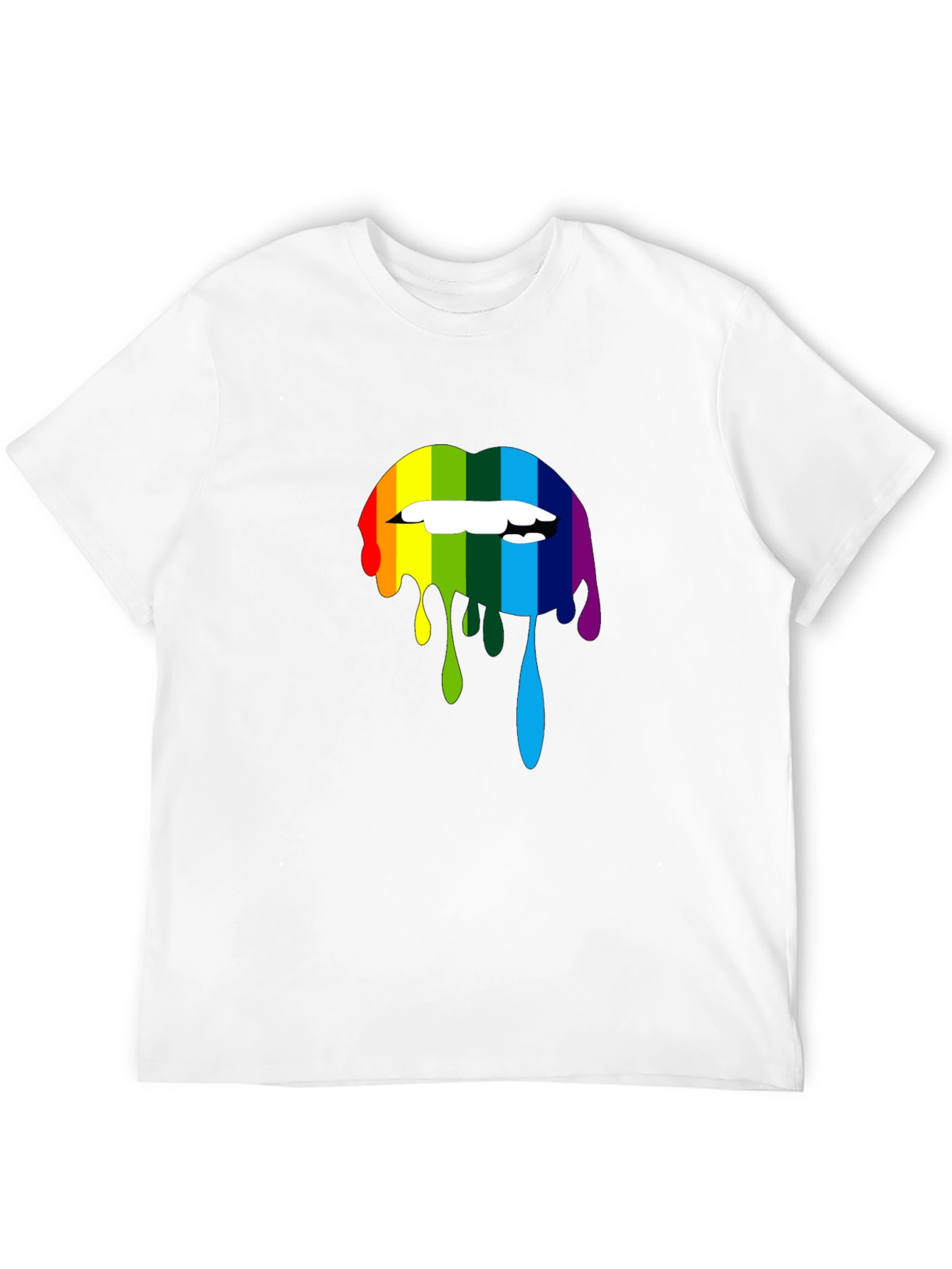 Black Rainbow Lips Graphic Print Black T-Shirt view 12