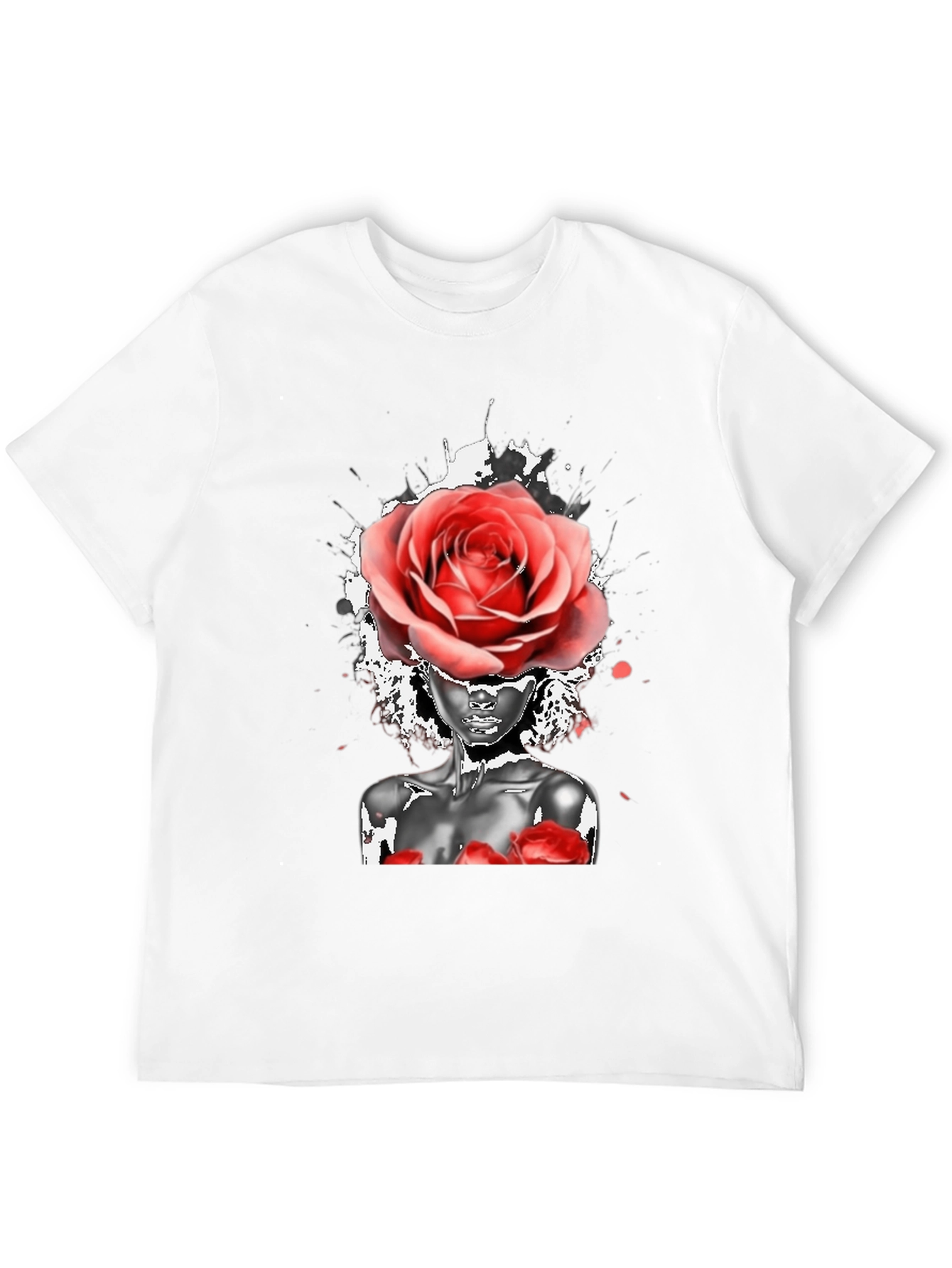 Black Rose Head Woman Graphic Black T-Shirt view 12