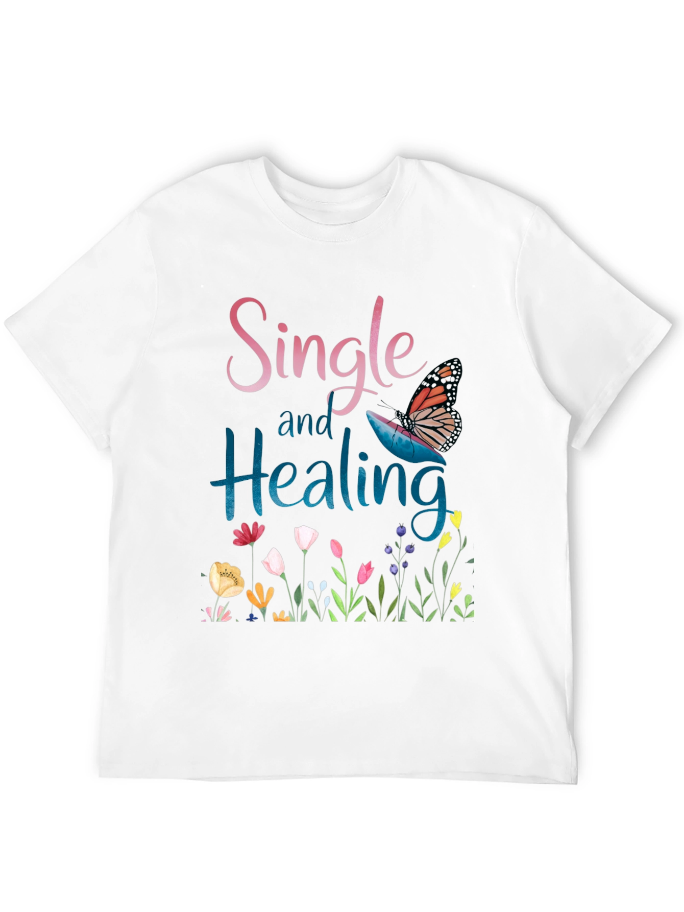 Black Single and Healing Graphic T-Shirt view 12