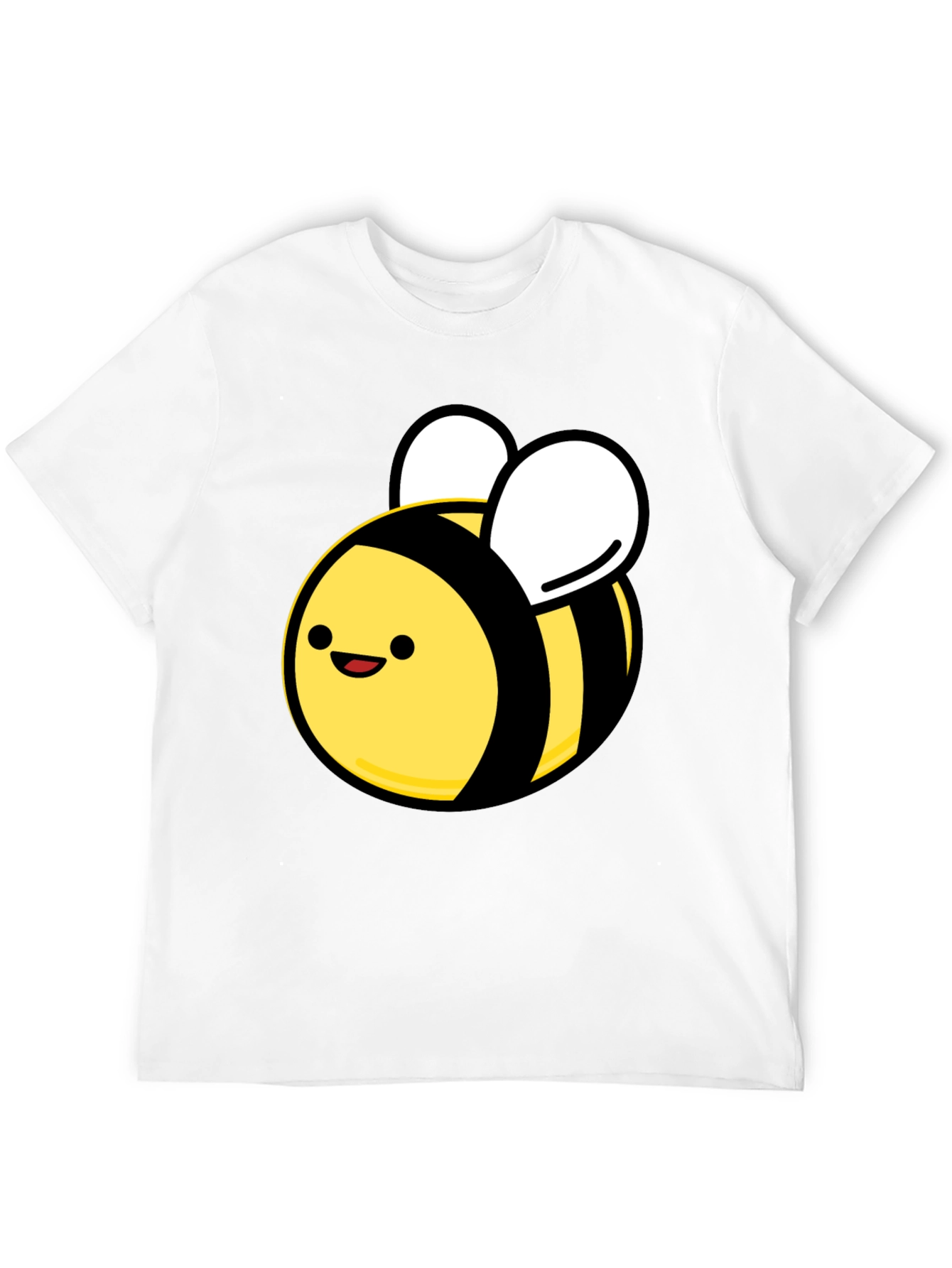 Black Cute Cartoon Bee Black T-Shirt - Unisex Crew Neck view 12