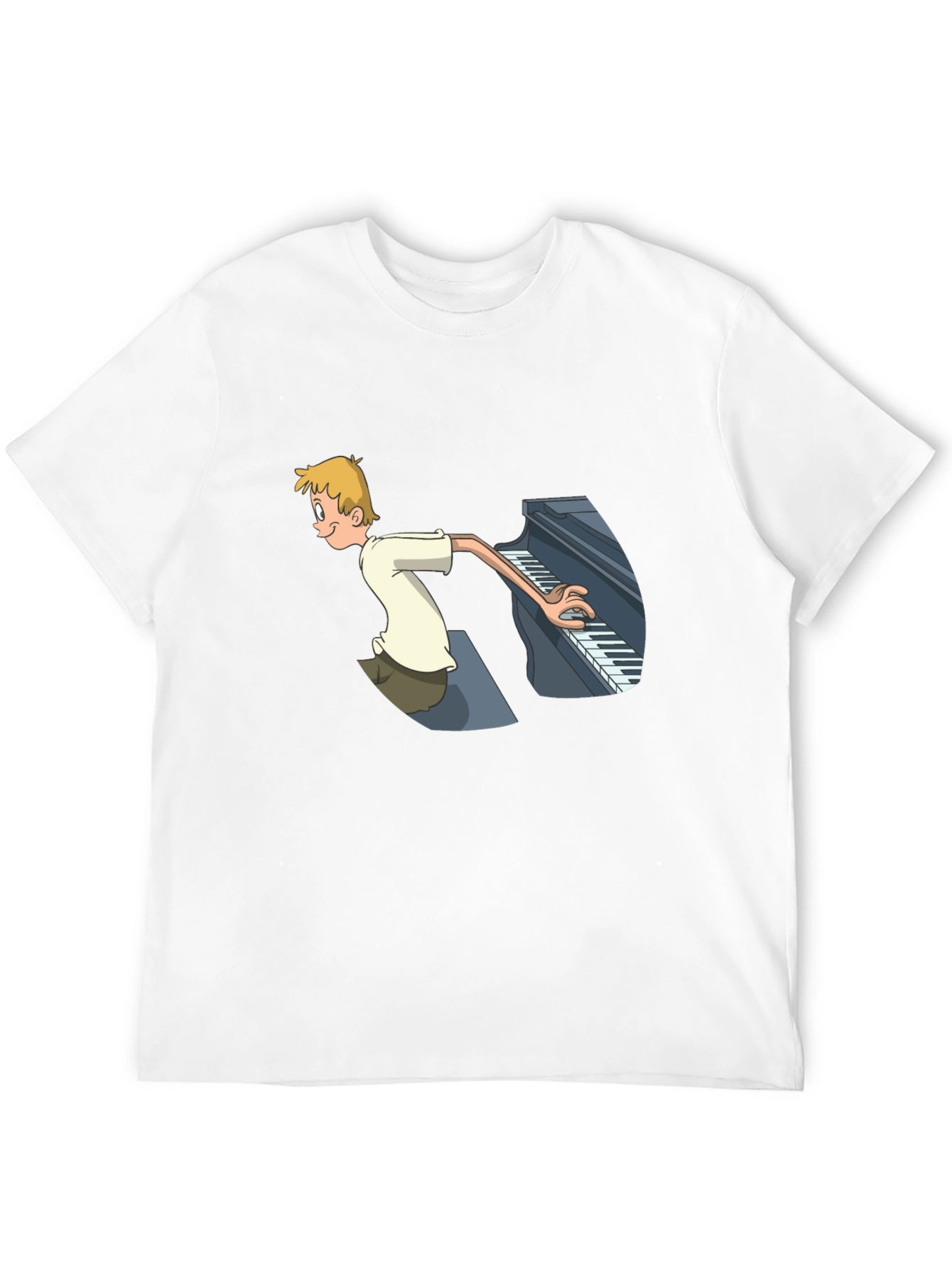 Black Piano Player Cartoon Graphic T-Shirt - Unique Design view 12