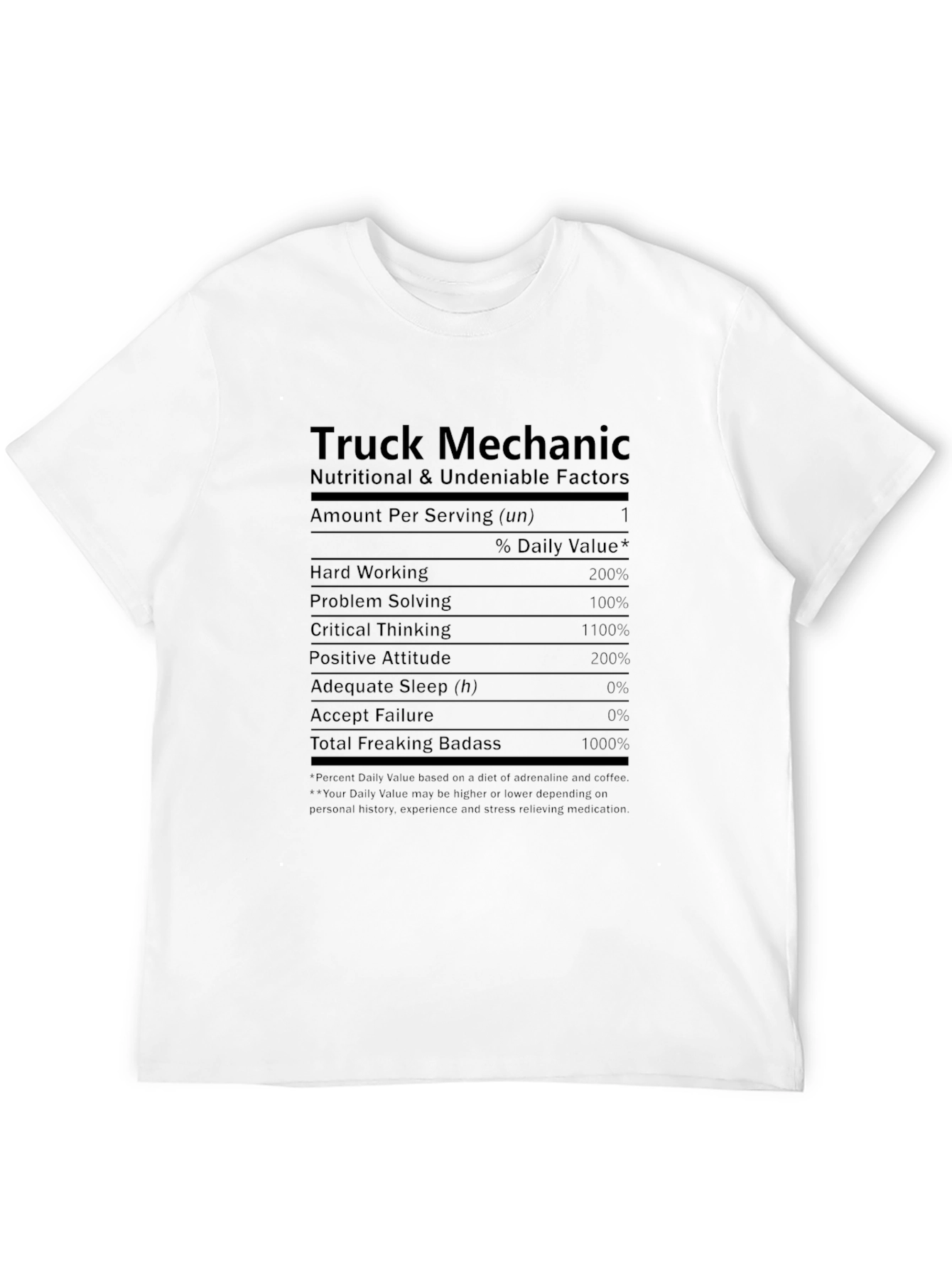 Black Truck Mechanic Nutritional Facts T-Shirt view 12