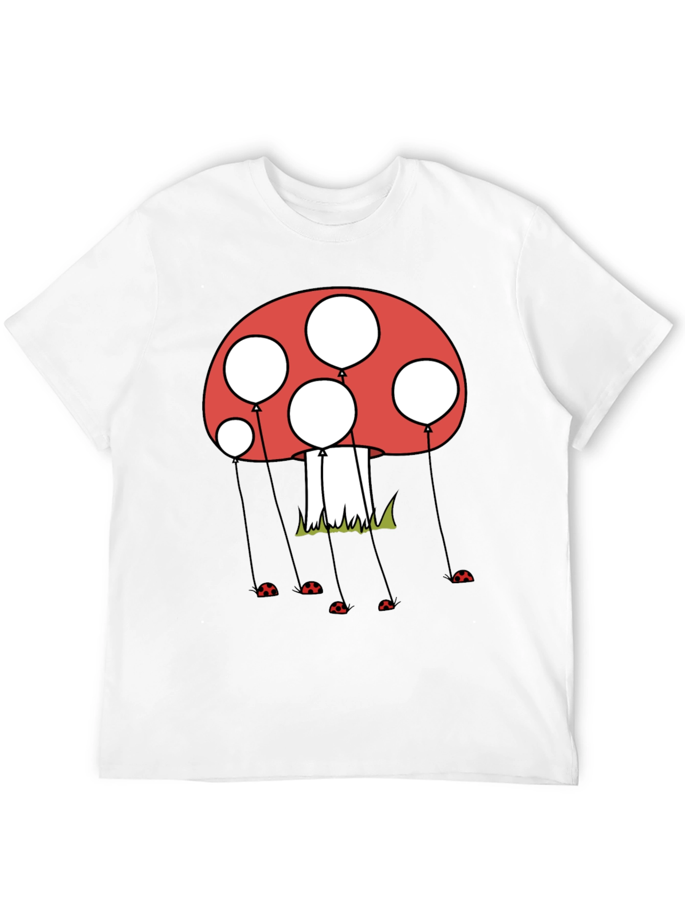 Black Mushroom Balloon Graphic Tee - Black Cotton Blend view 12