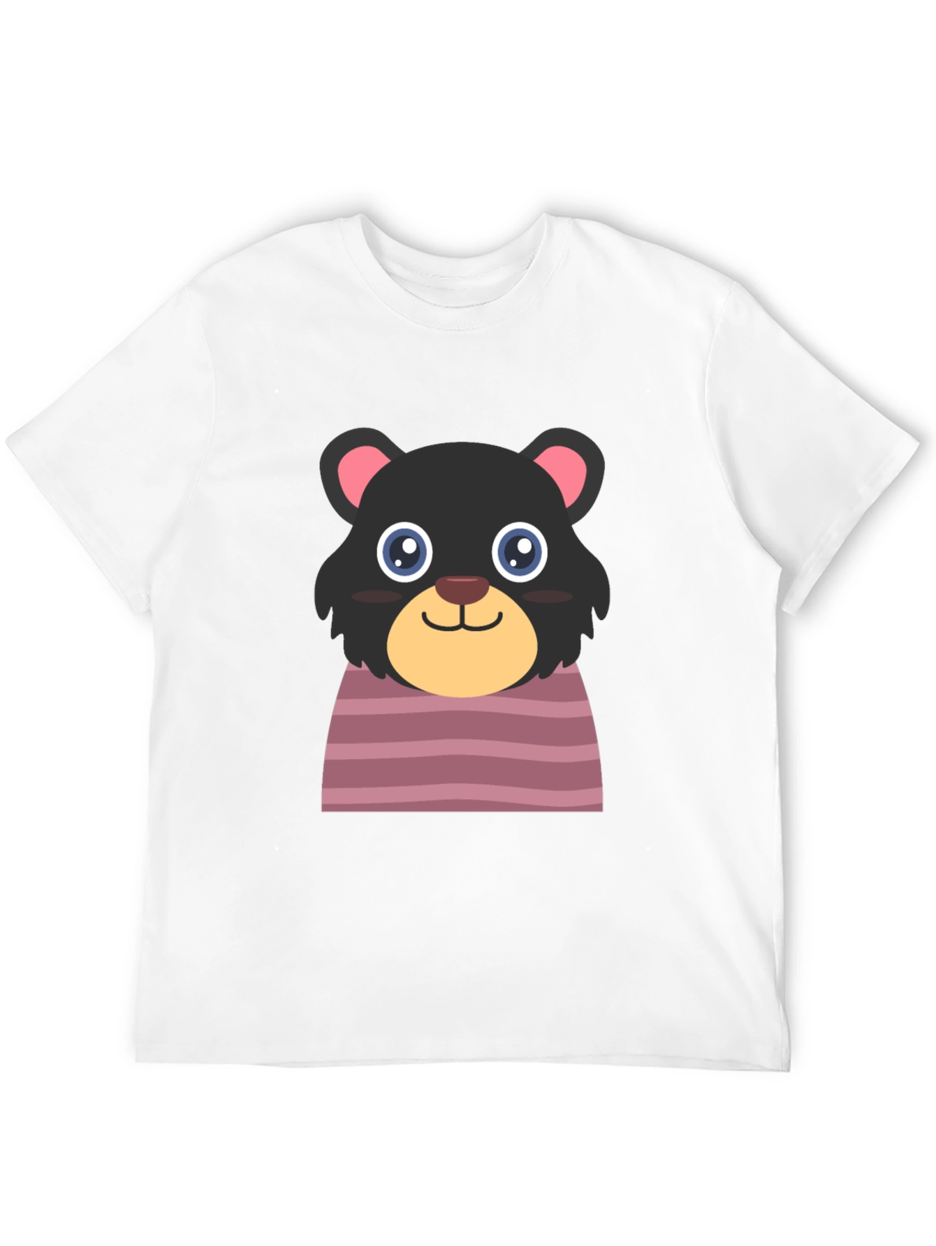 Black Cute Cartoon Bear Black T-Shirt view 12
