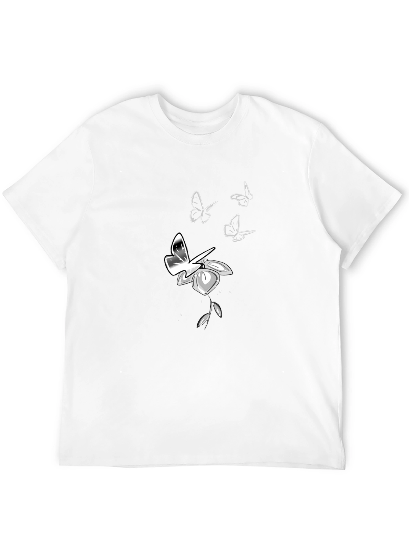 Black Butterfly & Flower Graphic Tee view 12