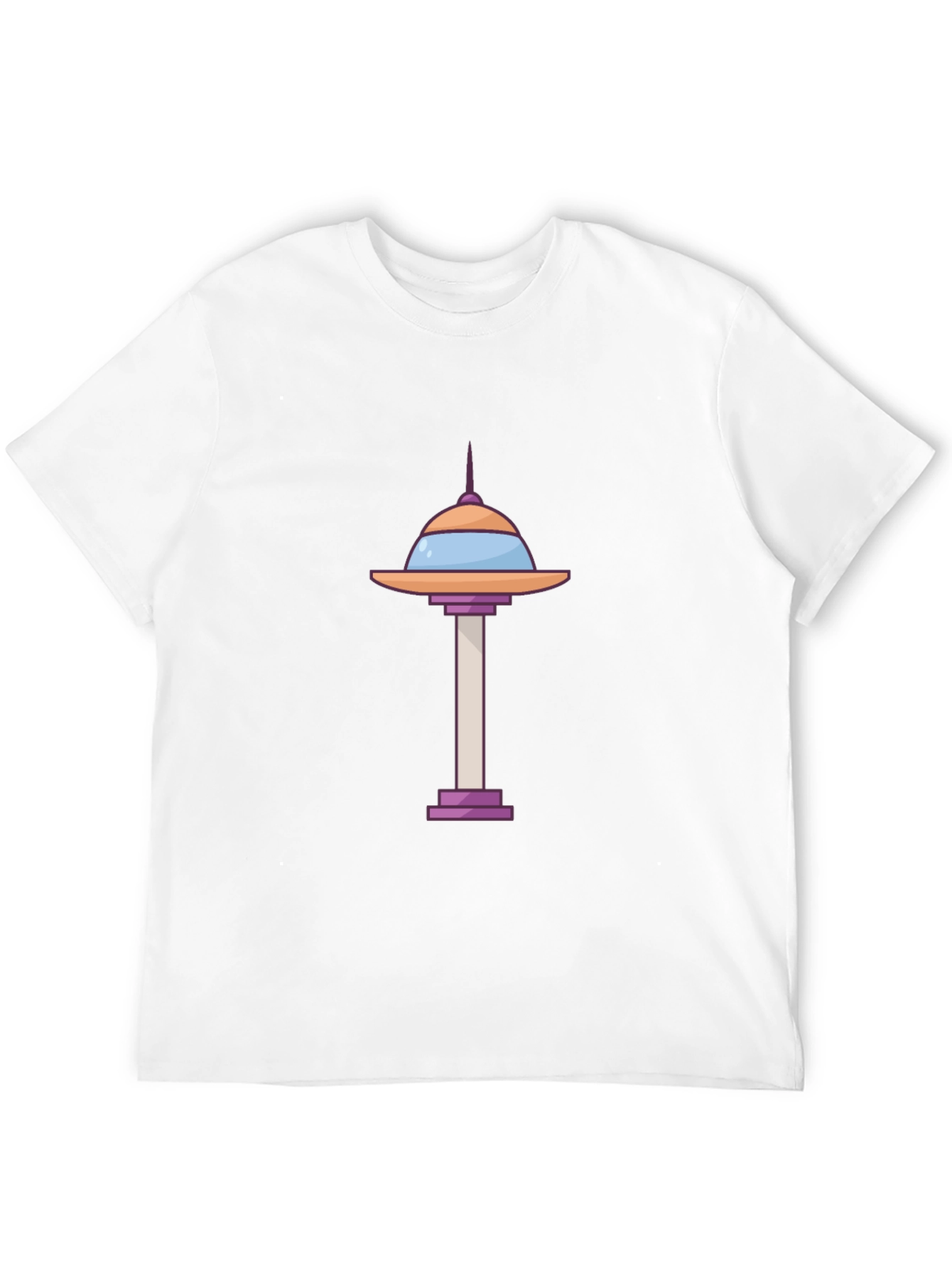 Black Cartoon Space Needle Black T-Shirt view 12