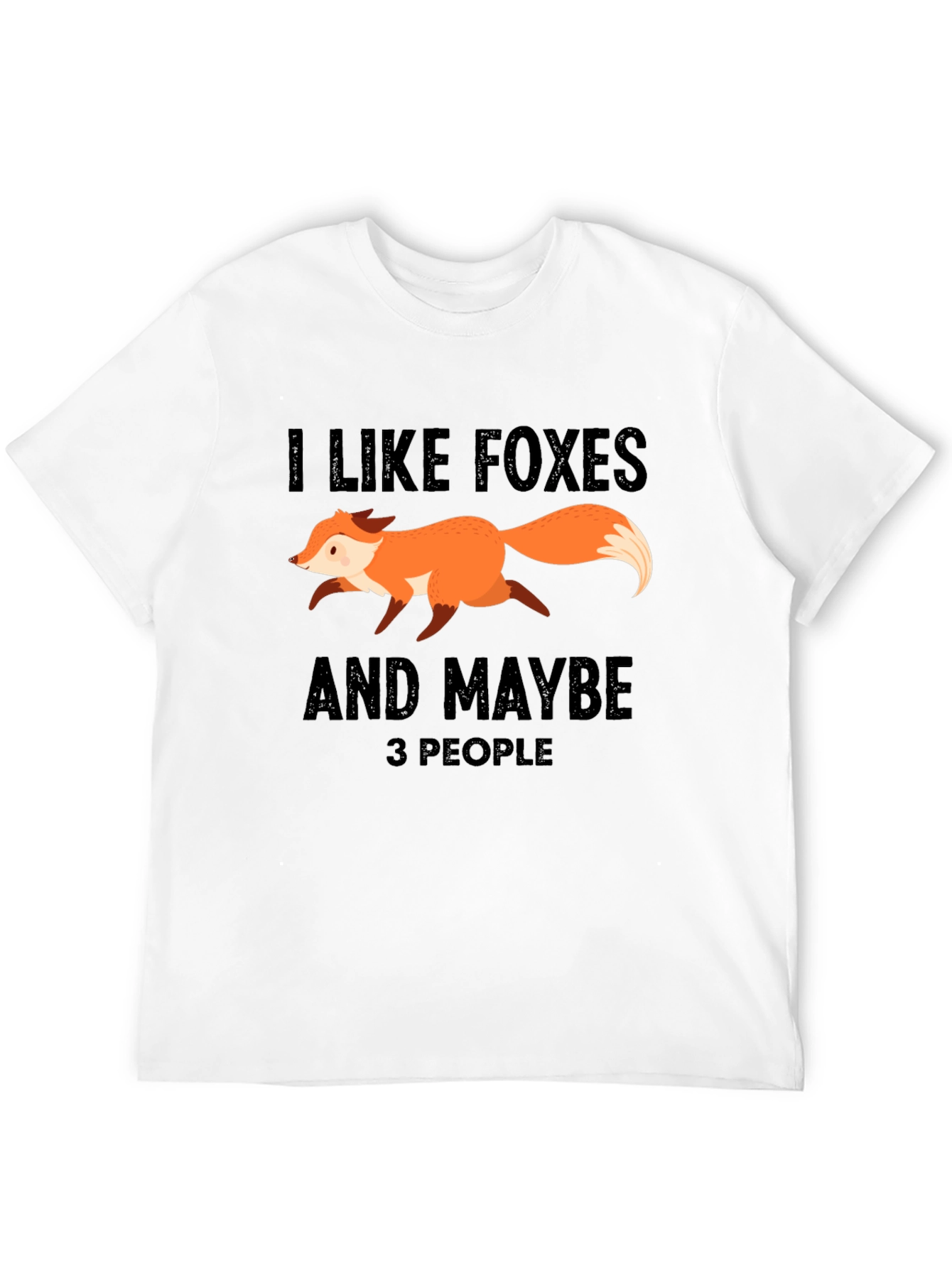 Black Funny Fox Lover Graphic T-Shirt - I Like Foxes and Maybe 3 People view 12