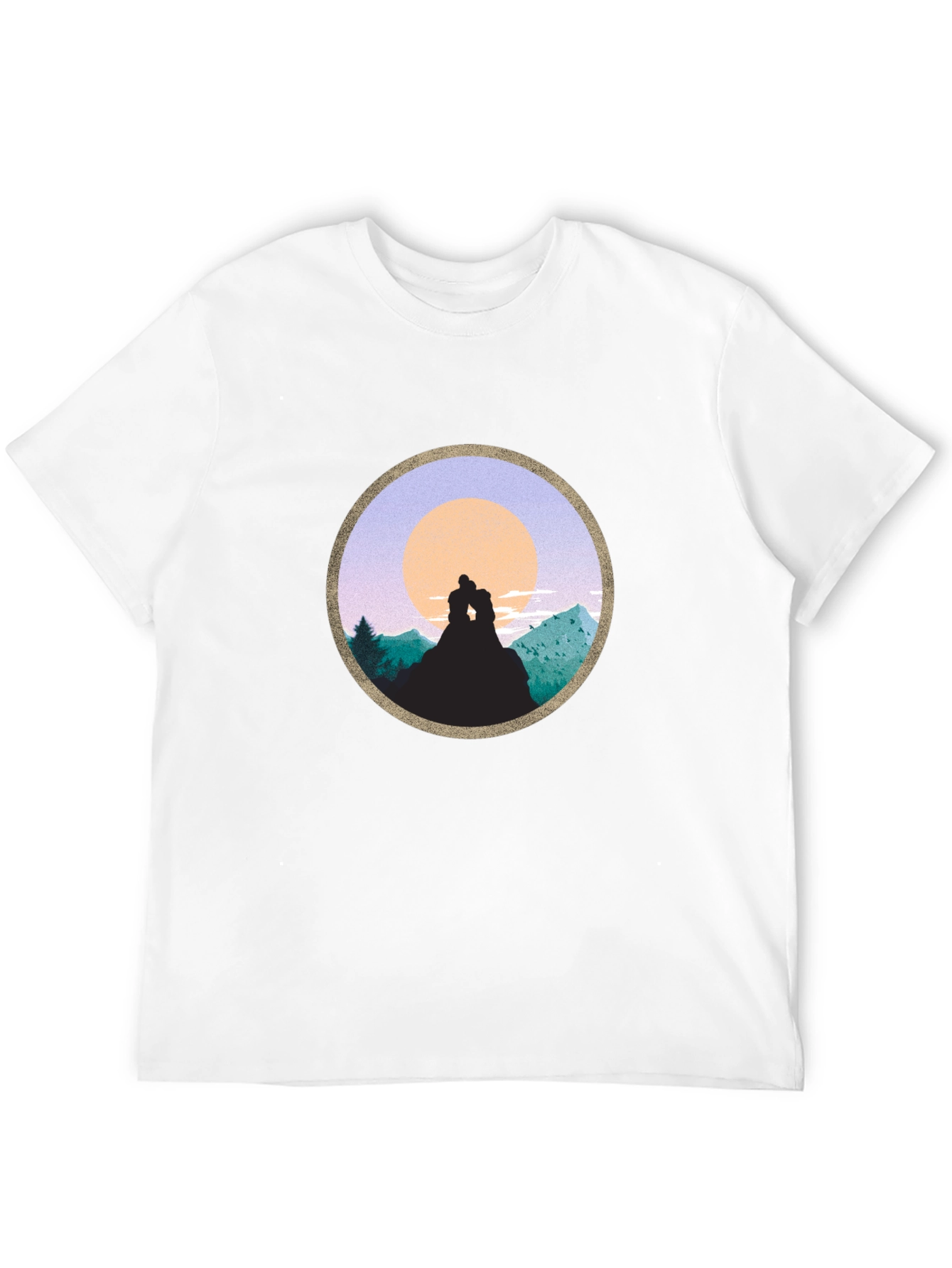 Black Romantic Sunset Mountain T-Shirt view 12
