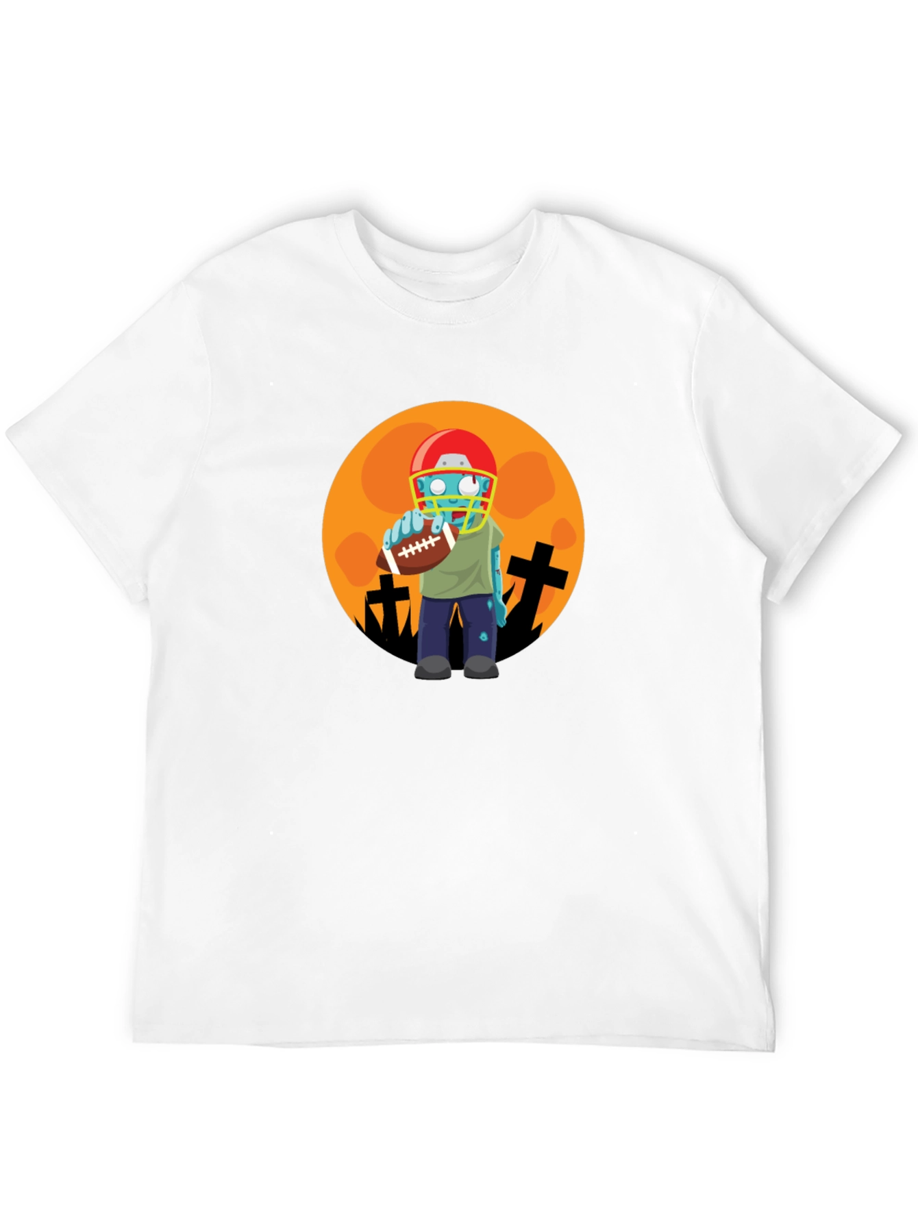 Black Zombie Football Player Halloween T-Shirt view 12