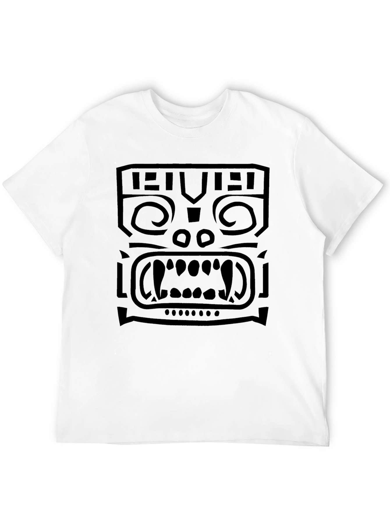 Black Tribal Mask Graphic Black T-Shirt view 12