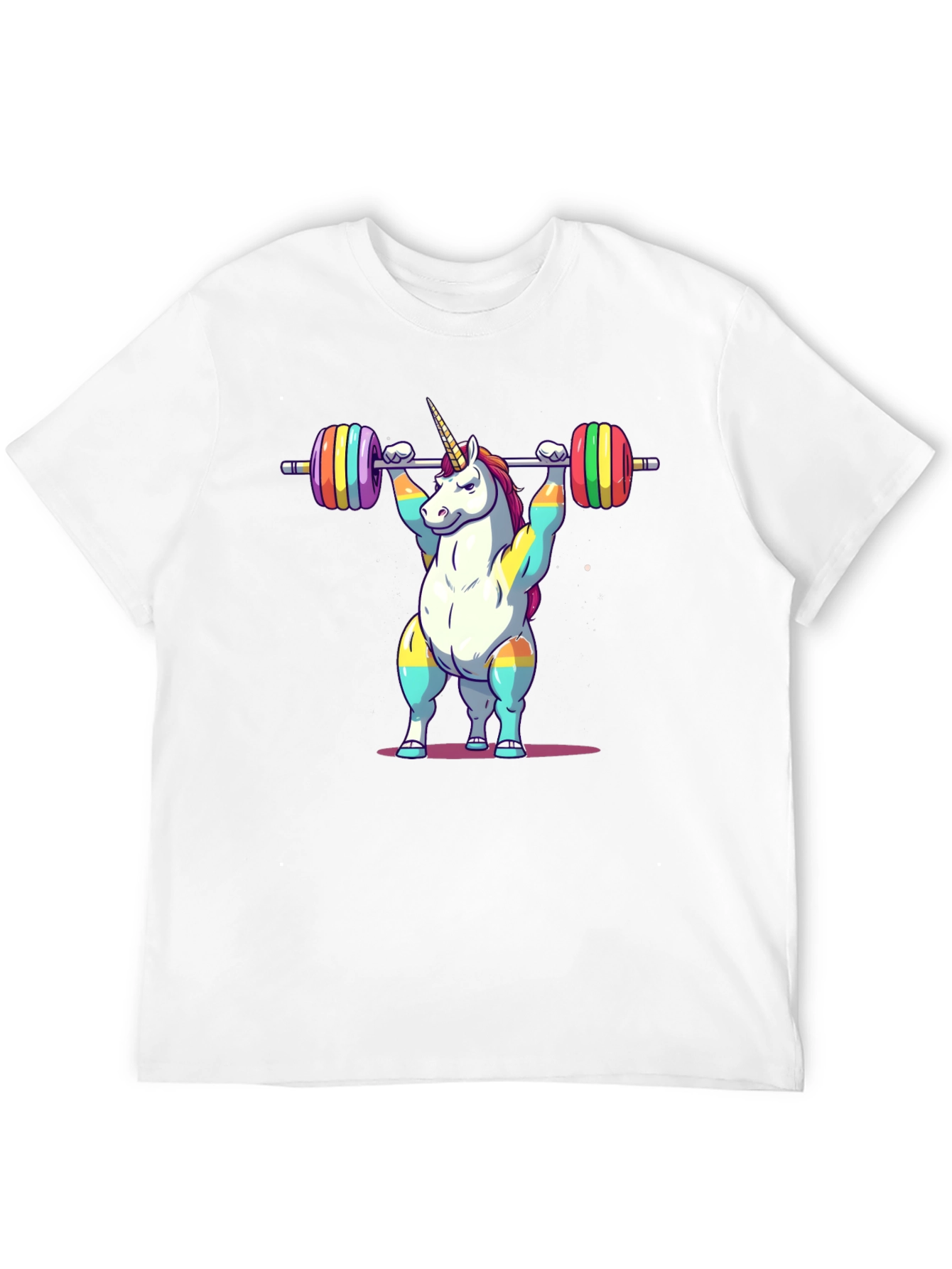 Black Unicorn Weightlifter T-Shirt - Rainbow Barbell Design view 12