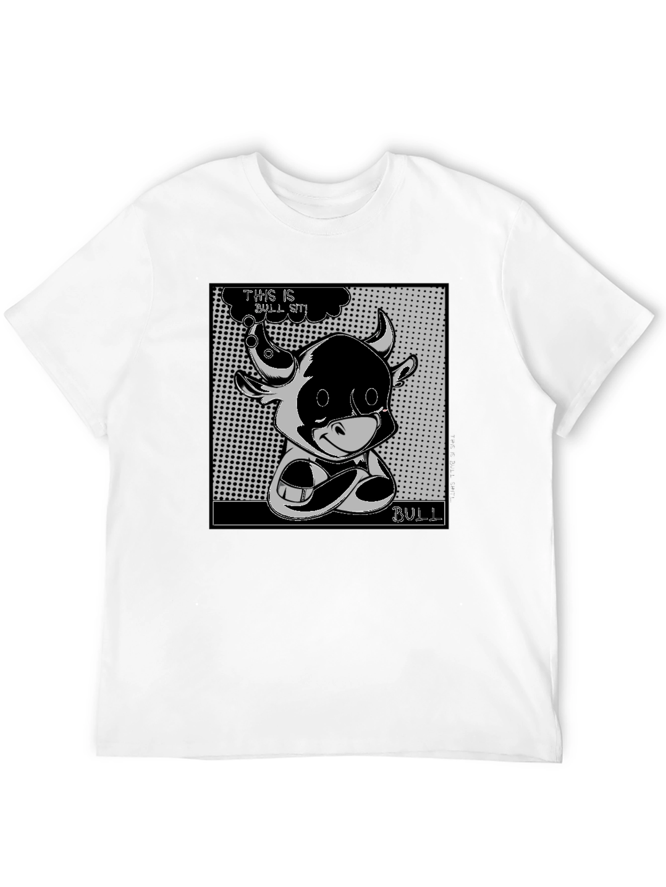 Black Cartoon Bull Graphic Tee - This is Bull Sit! view 12