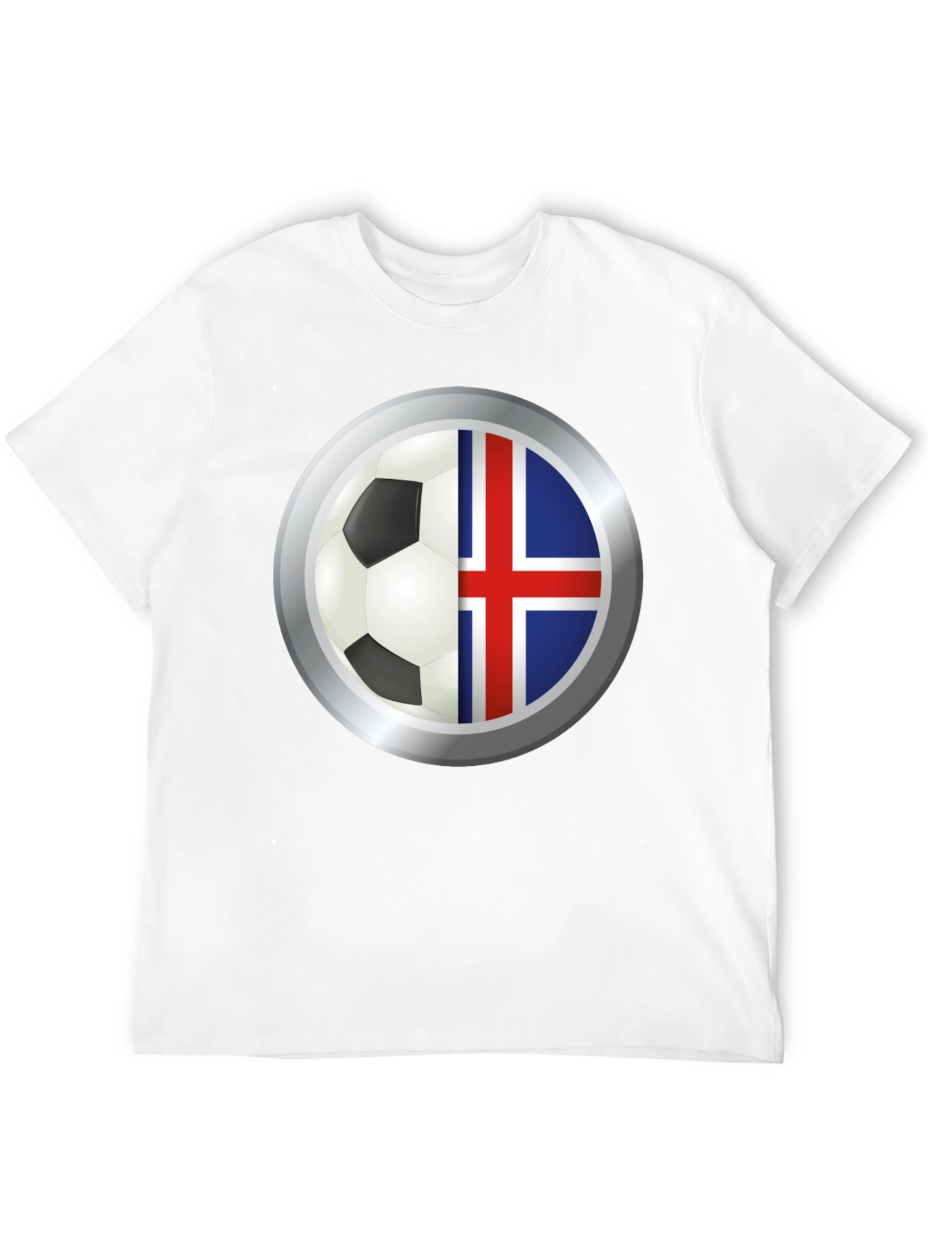 Black Iceland Flag Soccer Ball Graphic T-Shirt view 12