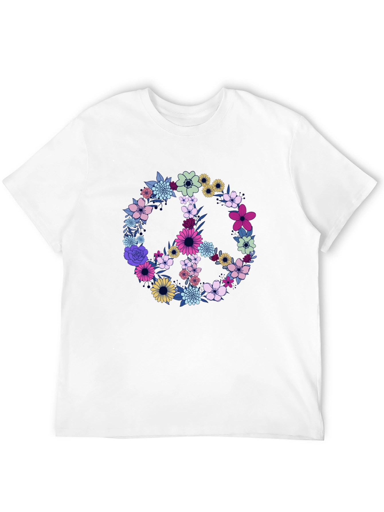 Black Floral Peace Sign Graphic T-Shirt view 12