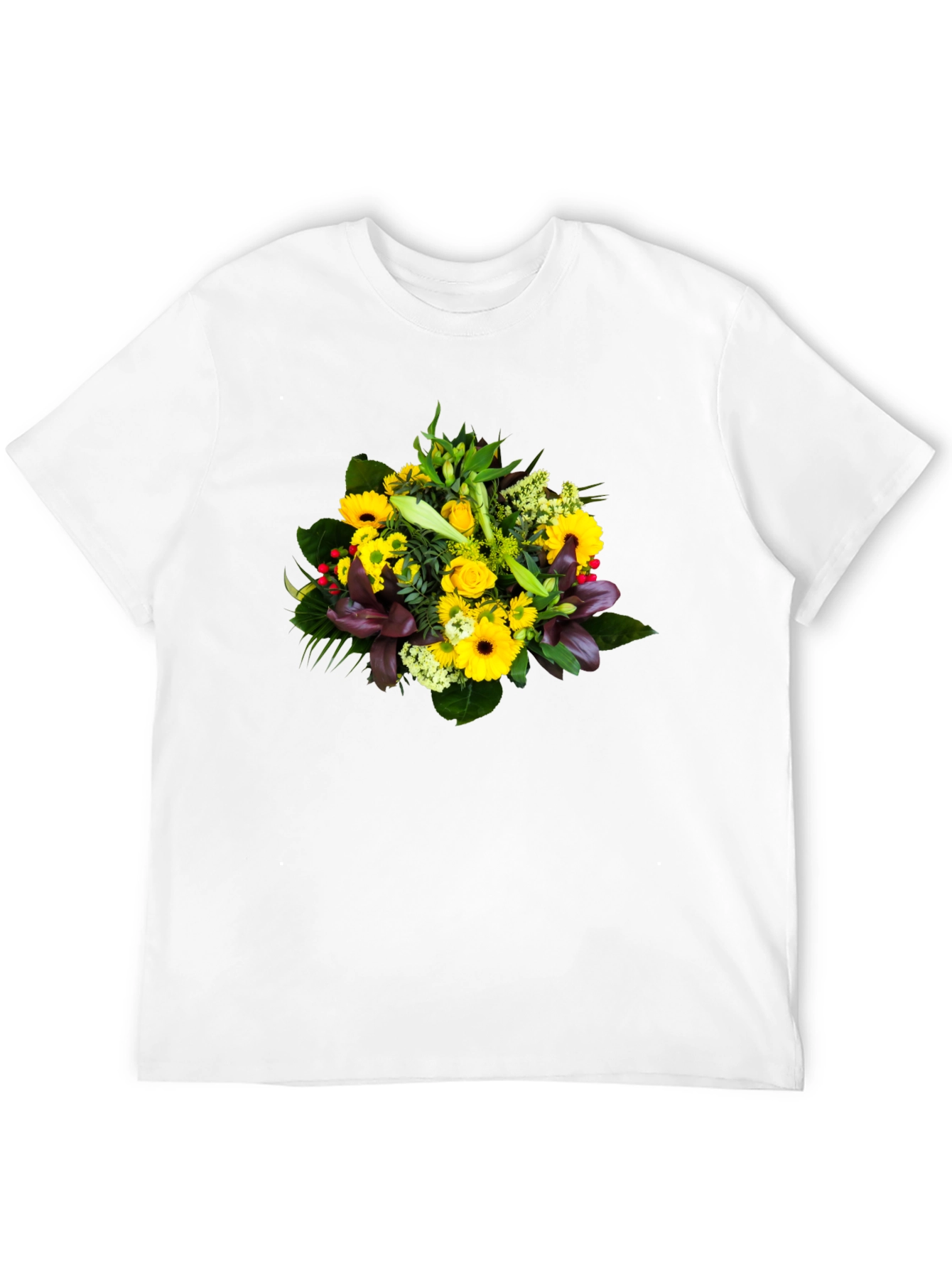 Black Floral Bouquet Graphic Tee - Unisex Black T-Shirt view 12