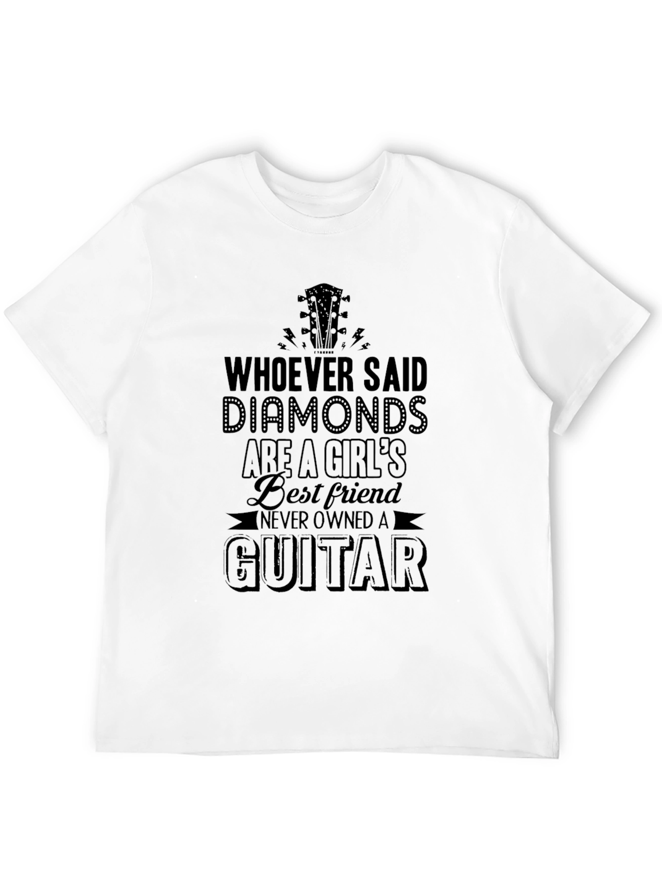 Black Guitar Lover T-Shirt - Diamonds vs. Guitars view 12