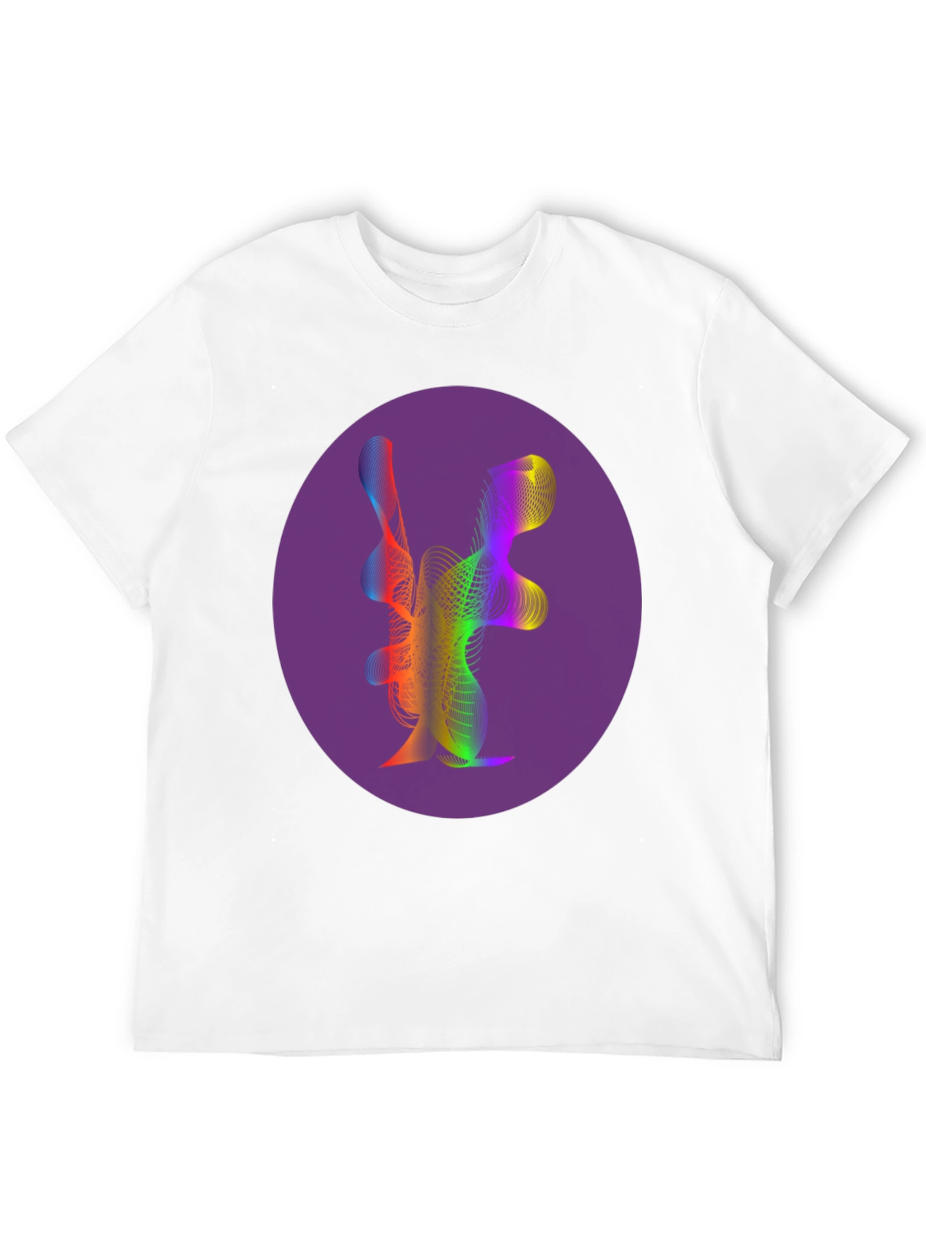 Black Abstract Rainbow Wave Graphic Tee view 12