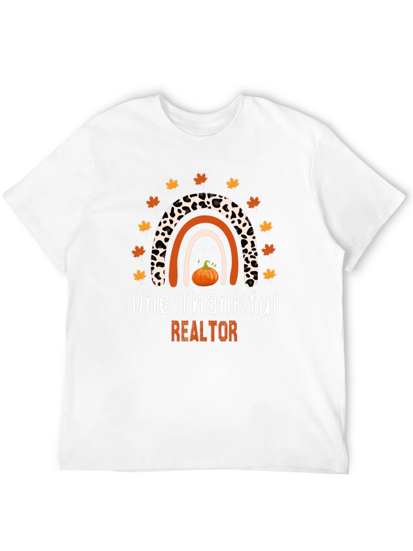 Black Thankful Realtor T-Shirt - Fall Rainbow Pumpkin Tee view 12