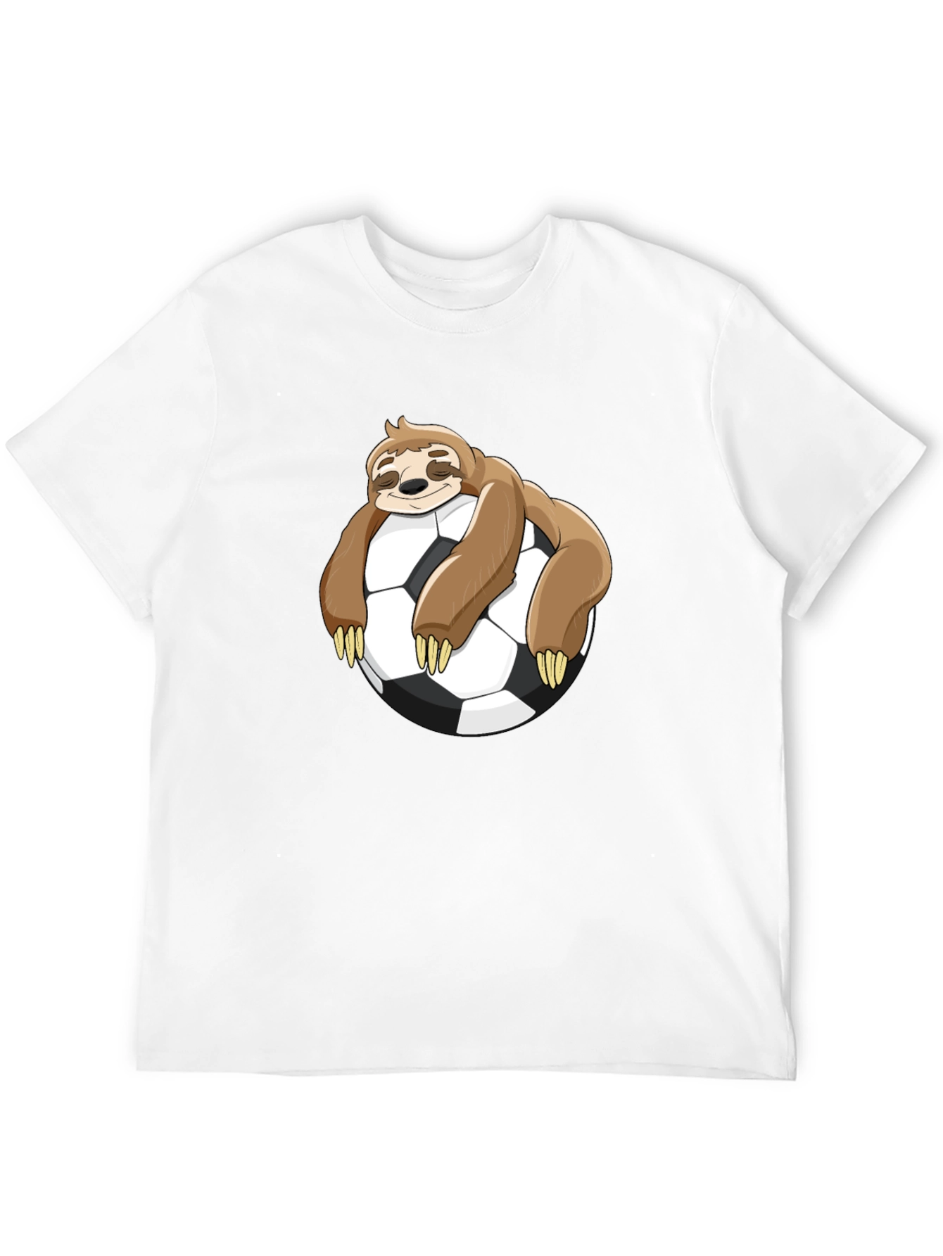 Black Sloth Soccer T-Shirt - Funny Cartoon Sloth on Soccer Ball view 12