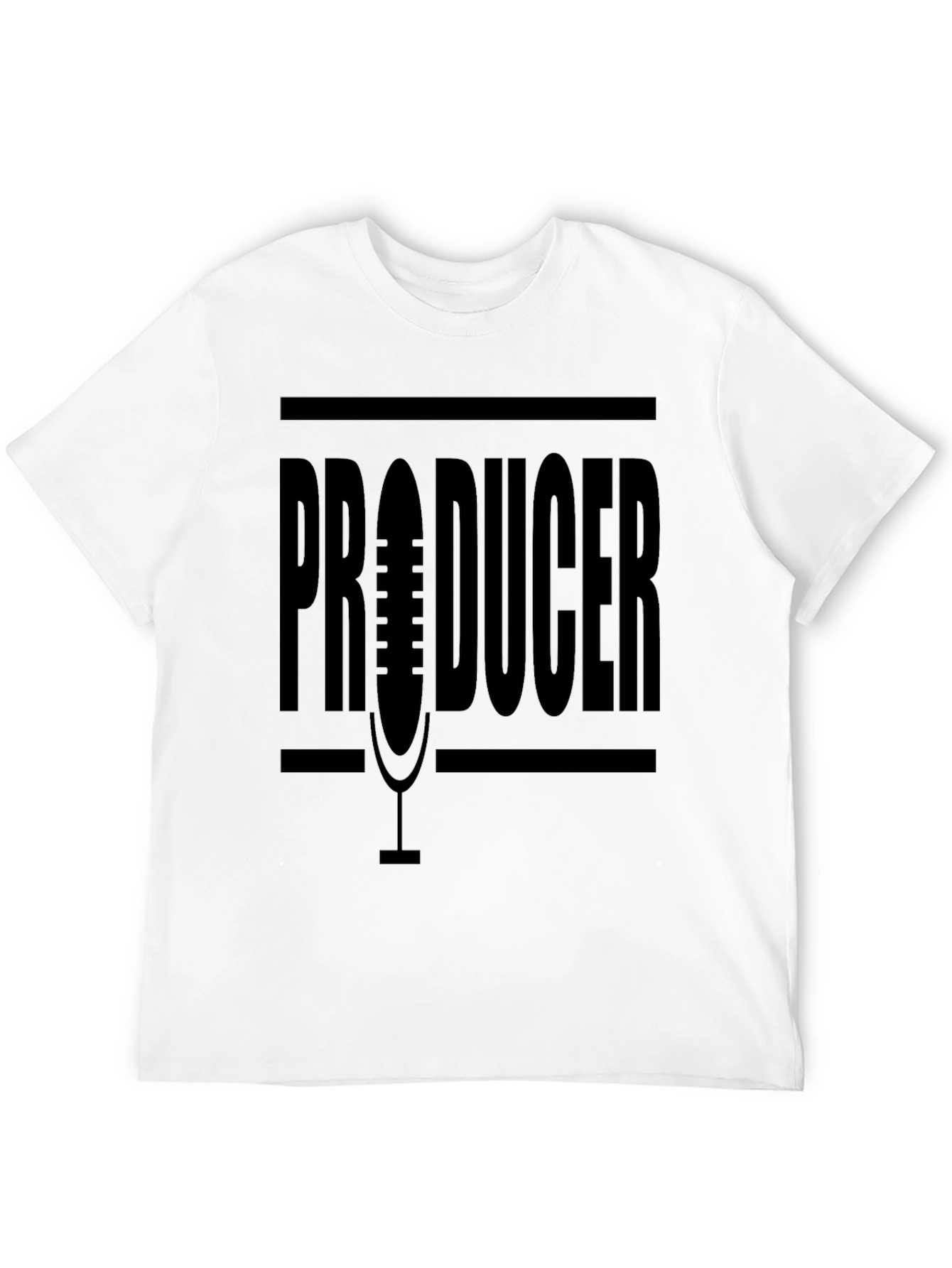 Black Producer Microphone Graphic Black T-Shirt view 12