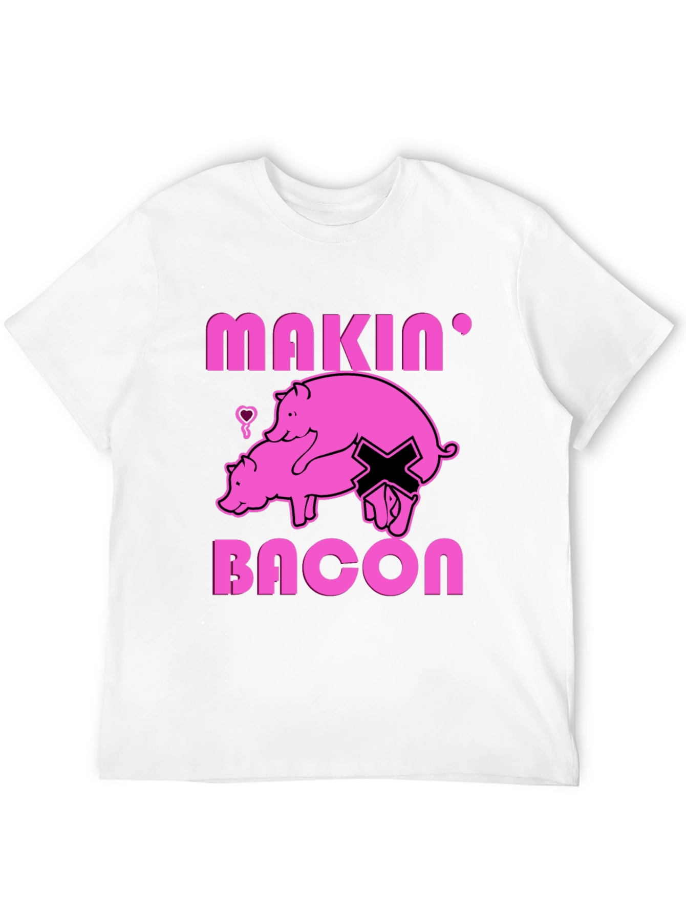 Black Makin' Bacon Graphic T-Shirt - Funny Pig Design view 12