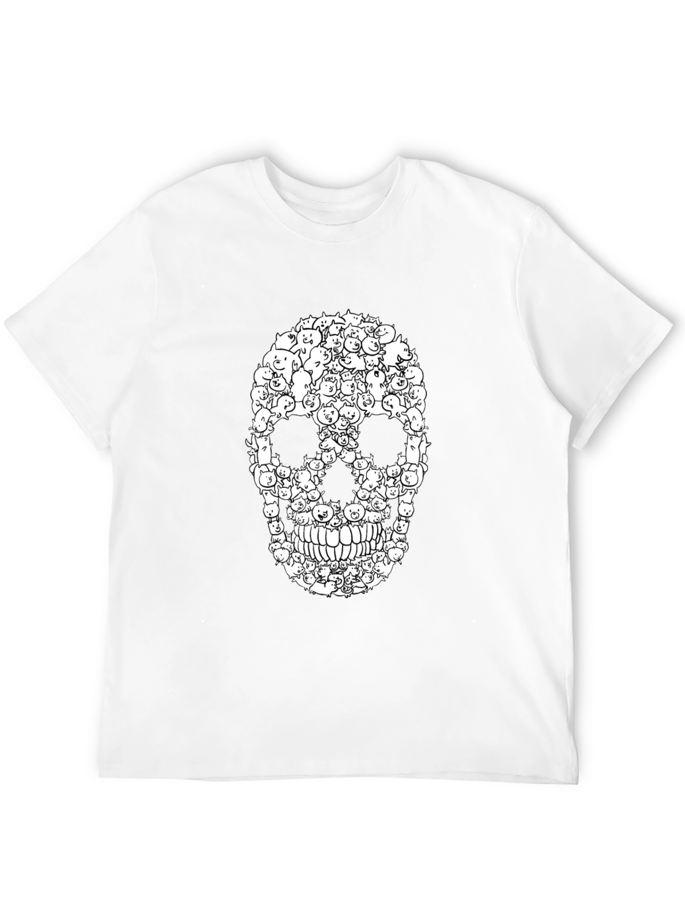 Black Cat Skull T-Shirt - Black view 12