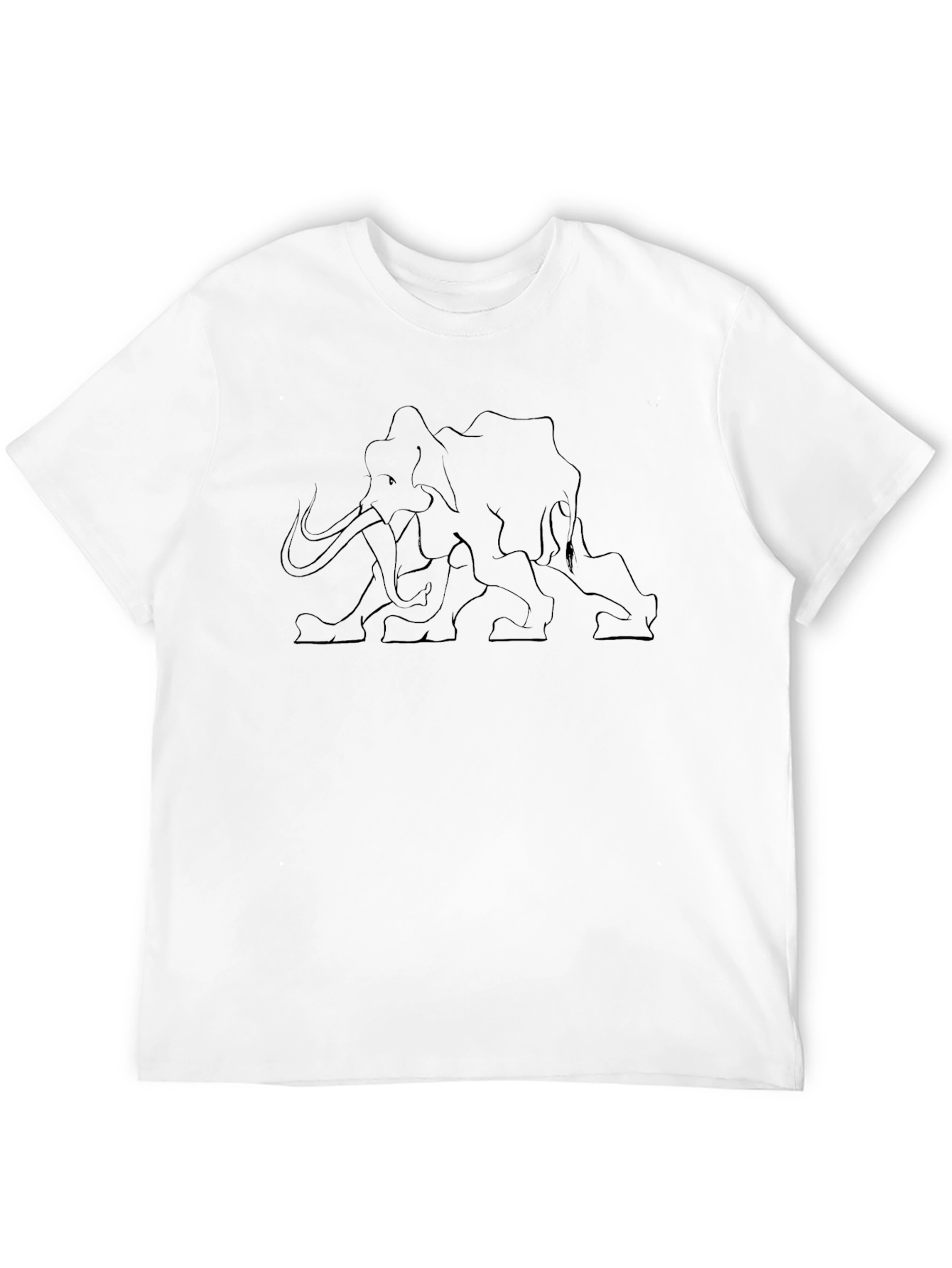 Black Mammoth Line Art Graphic Tee - Stylish Black T-Shirt view 12