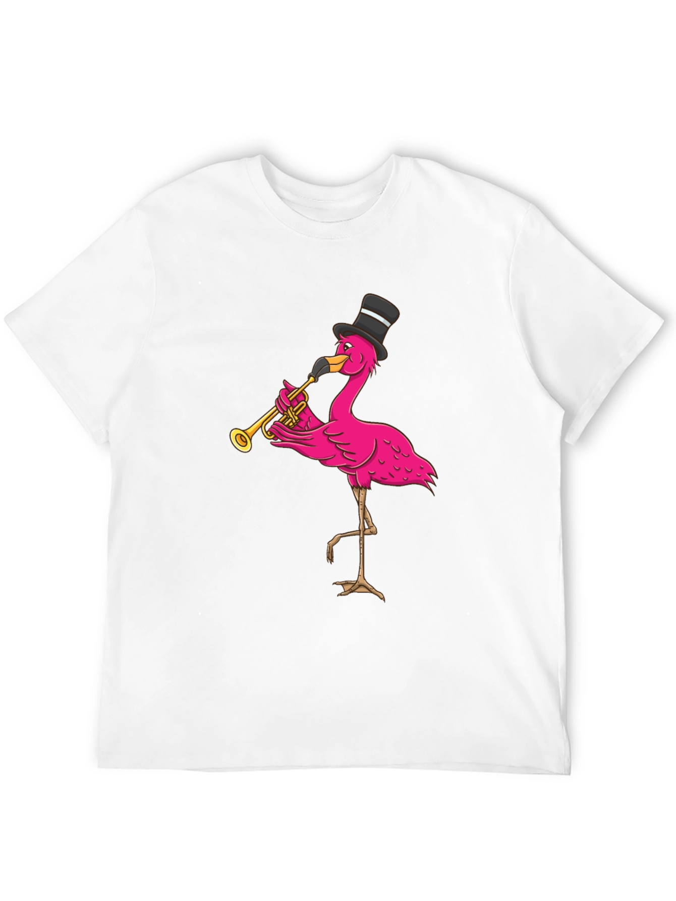 Black Flamingo Trumpet Player T-Shirt - Novelty Graphic Tee view 12