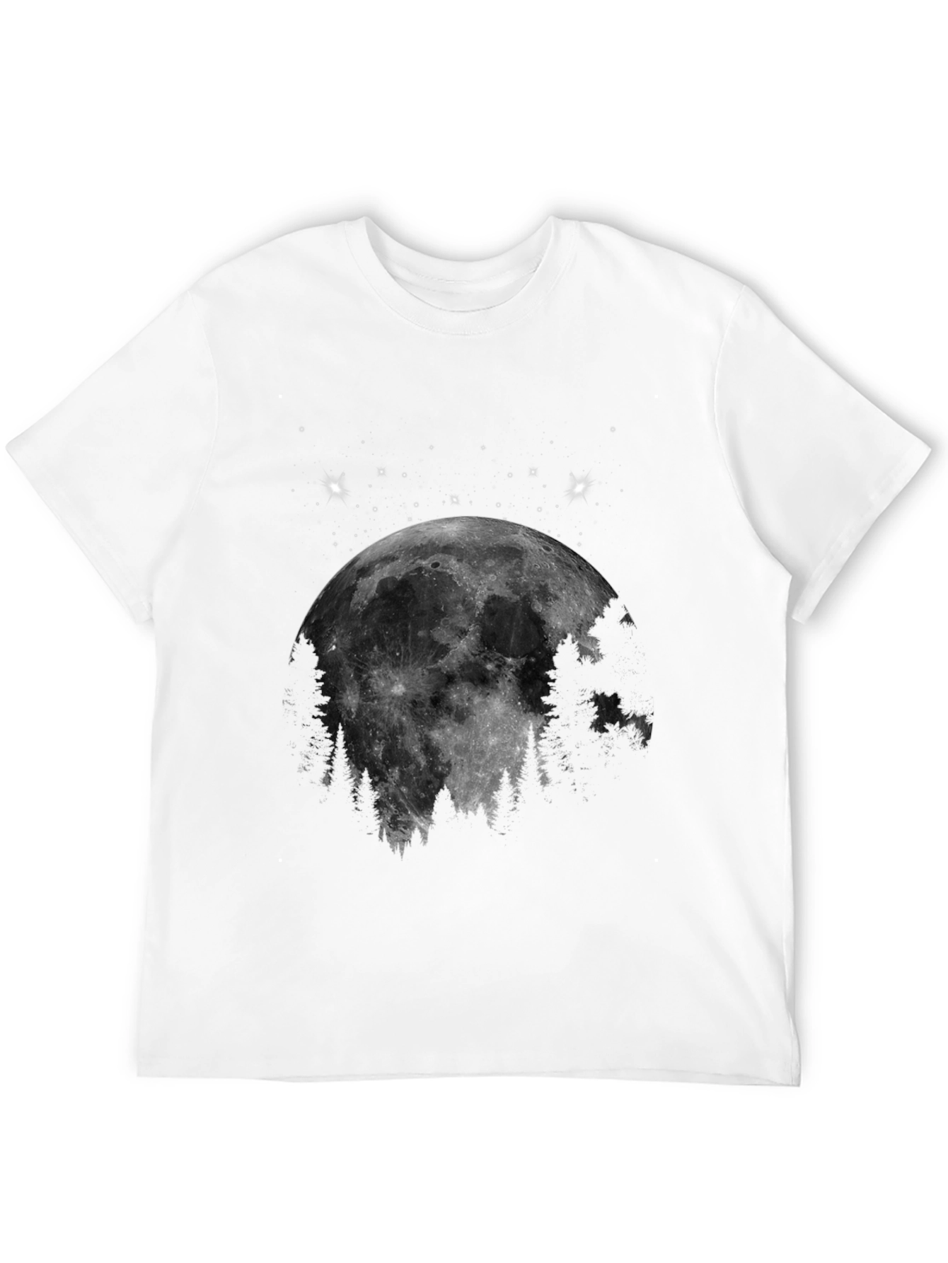 Black Moonlit Forest Graphic Tee - Black Cotton Blend view 12