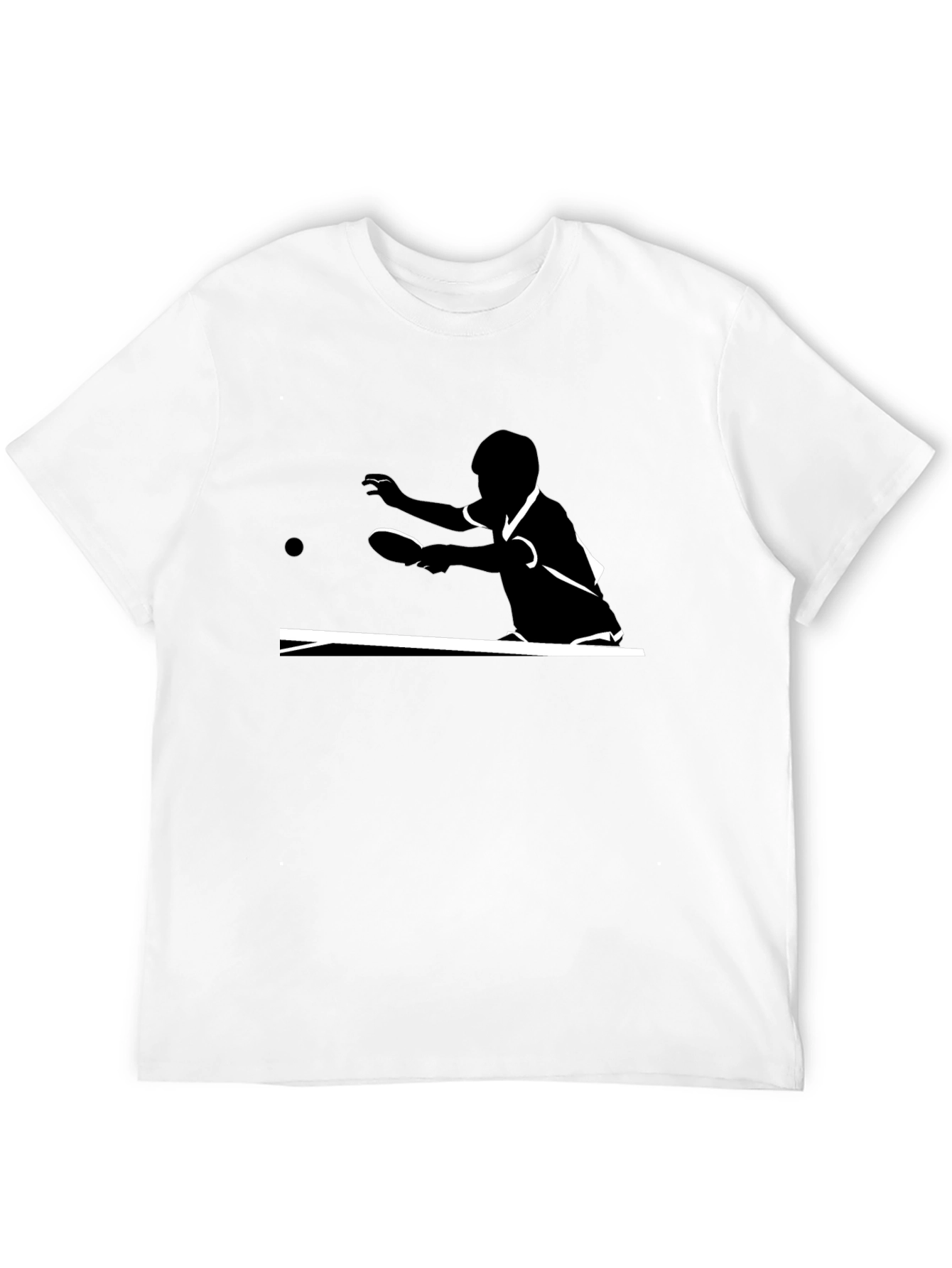 Black Table Tennis Silhouette Graphic Tee - Black Cotton Comfort view 12