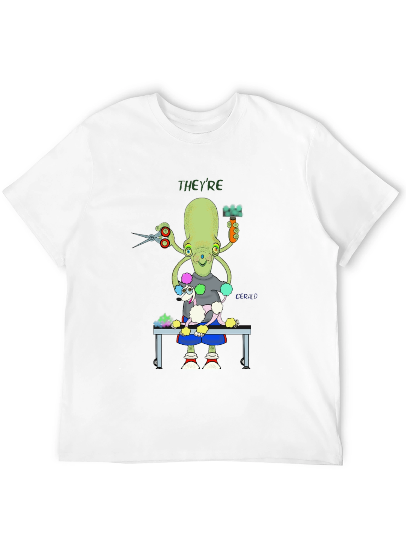 Black Octopus Dog Groomer Graphic T-Shirt view 12