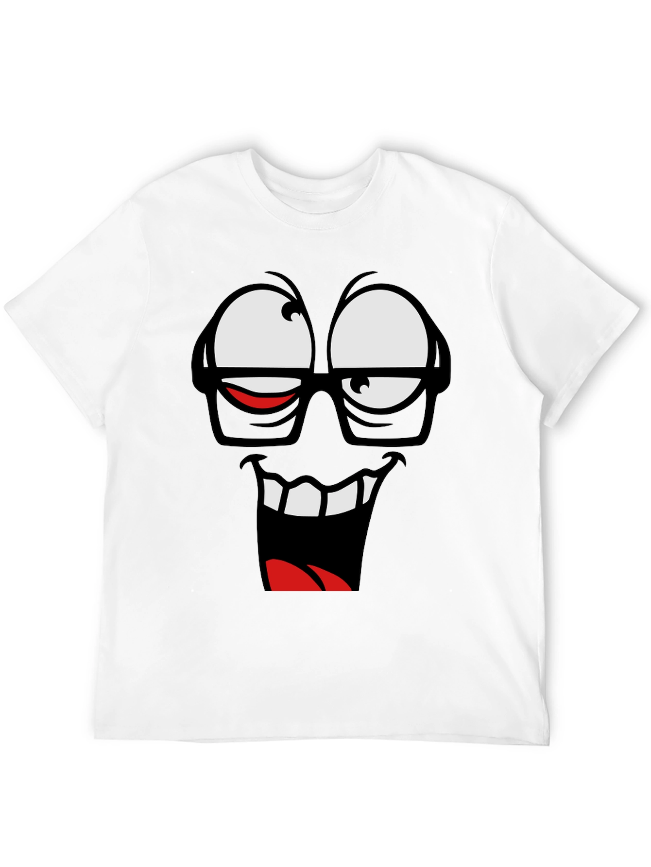 Black Funny Face Graphic T-Shirt - Black Crew Neck Tee view 12