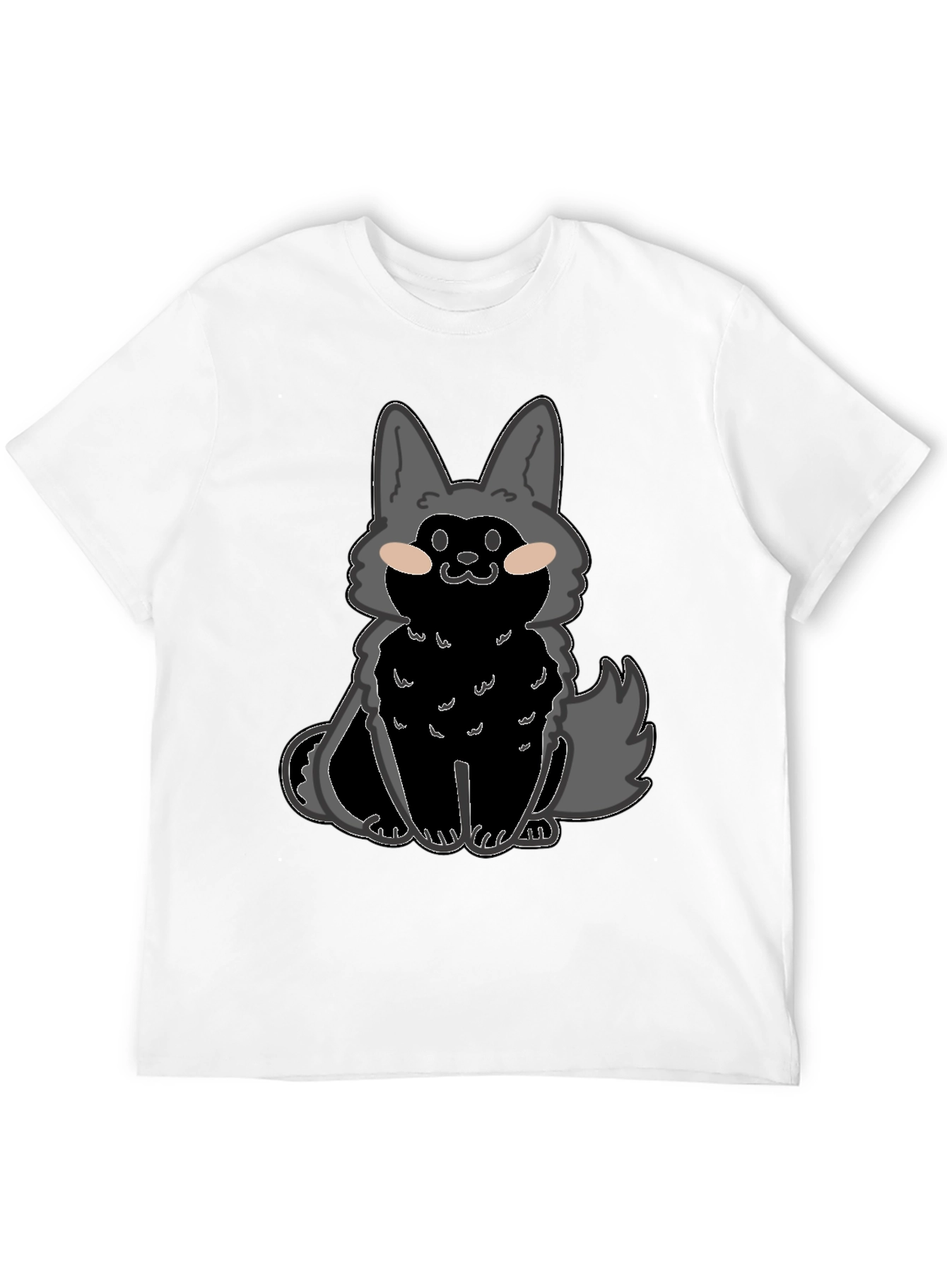 Black Cartoon Wolf Graphic T-Shirt view 12
