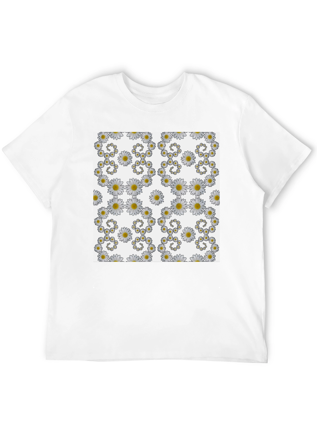 Black Daisy Pattern Black T-Shirt view 12