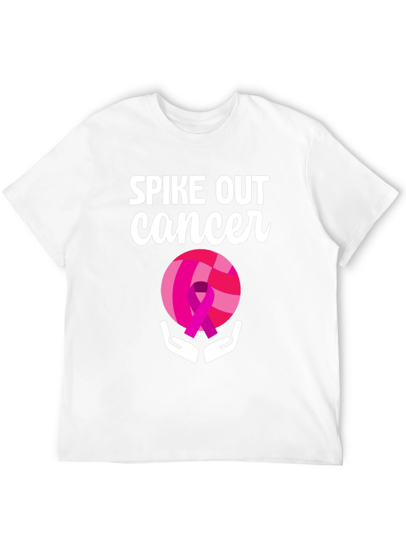 Black Spike Out Cancer Volleyball T-Shirt view 12