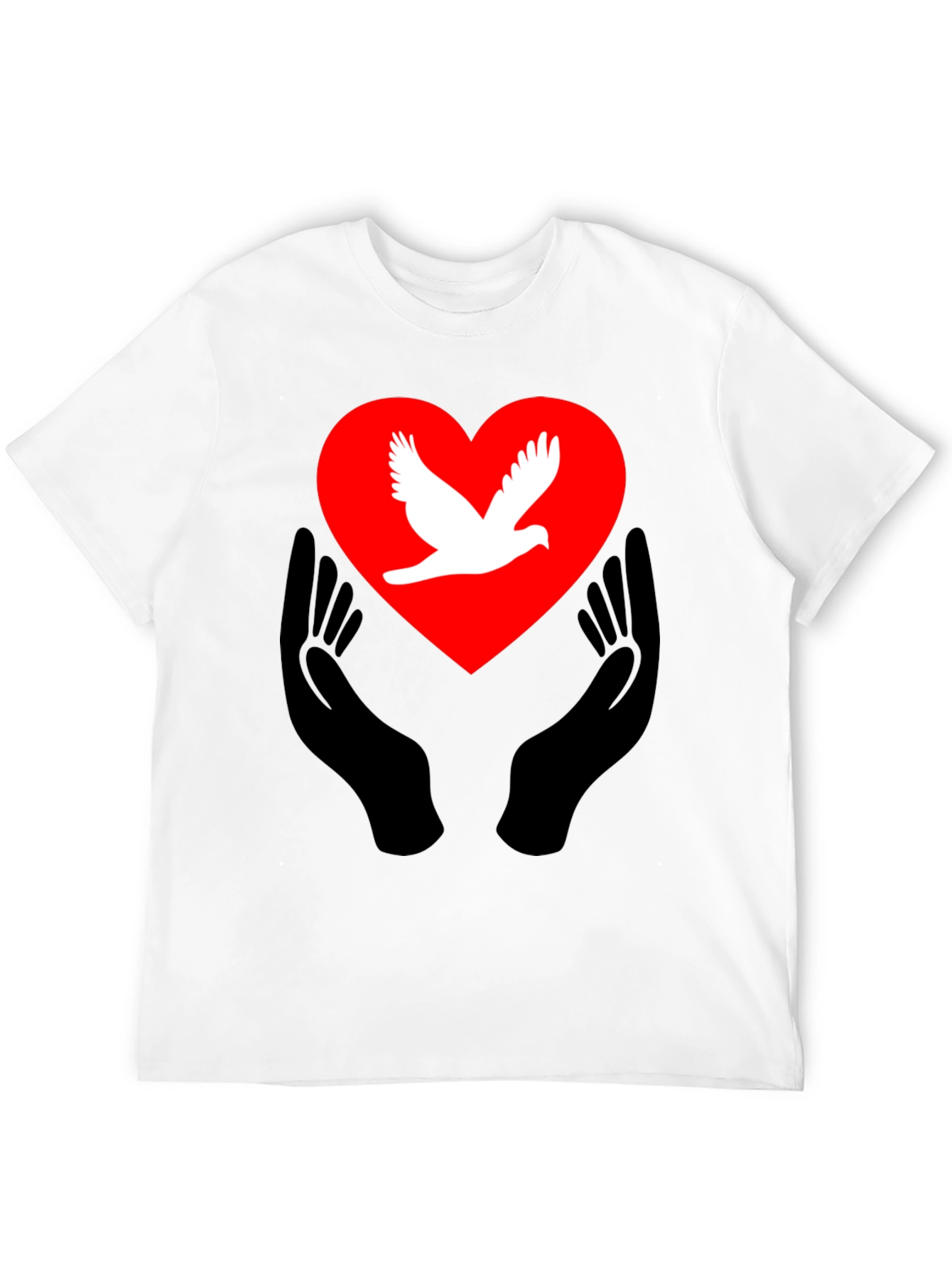 Black Peace Dove Heart Graphic Tee - Black Unisex T-Shirt view 12