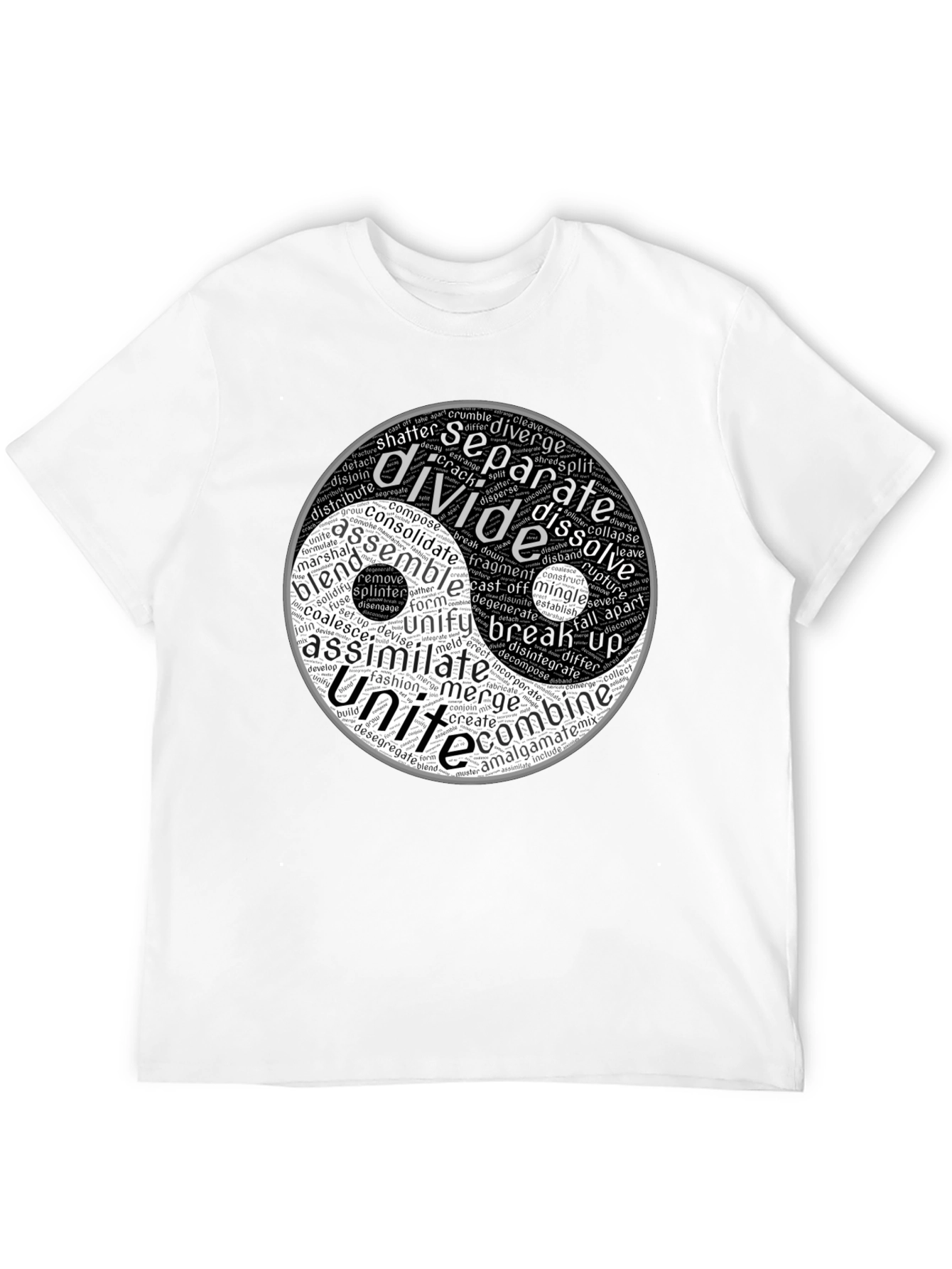 Black Yin Yang Word Art Graphic T-Shirt view 12