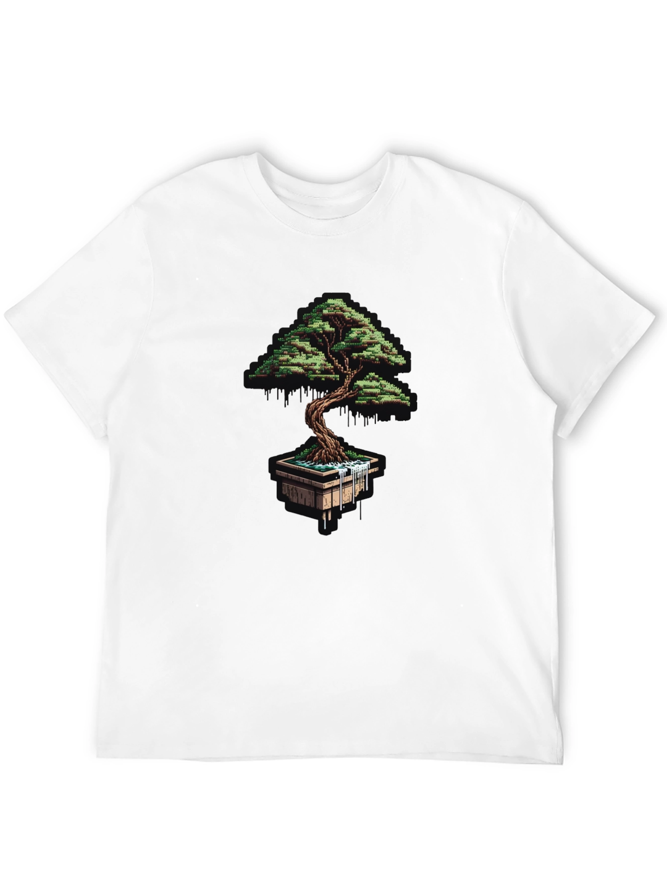 Black Pixel Art Bonsai Tree Black T-Shirt view 12