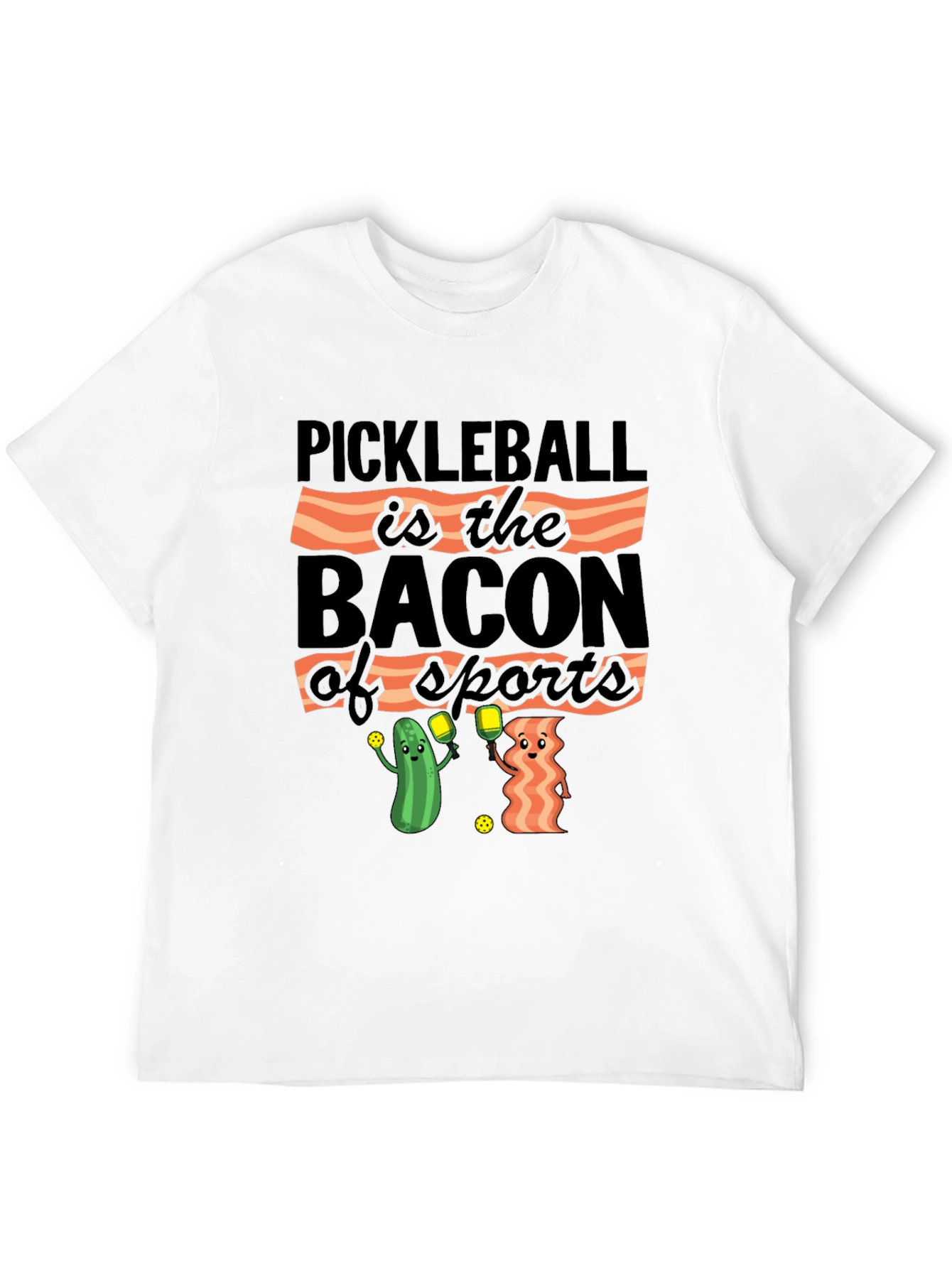 Black Pickleball & Bacon T-Shirt: Sports Humor Tee view 12