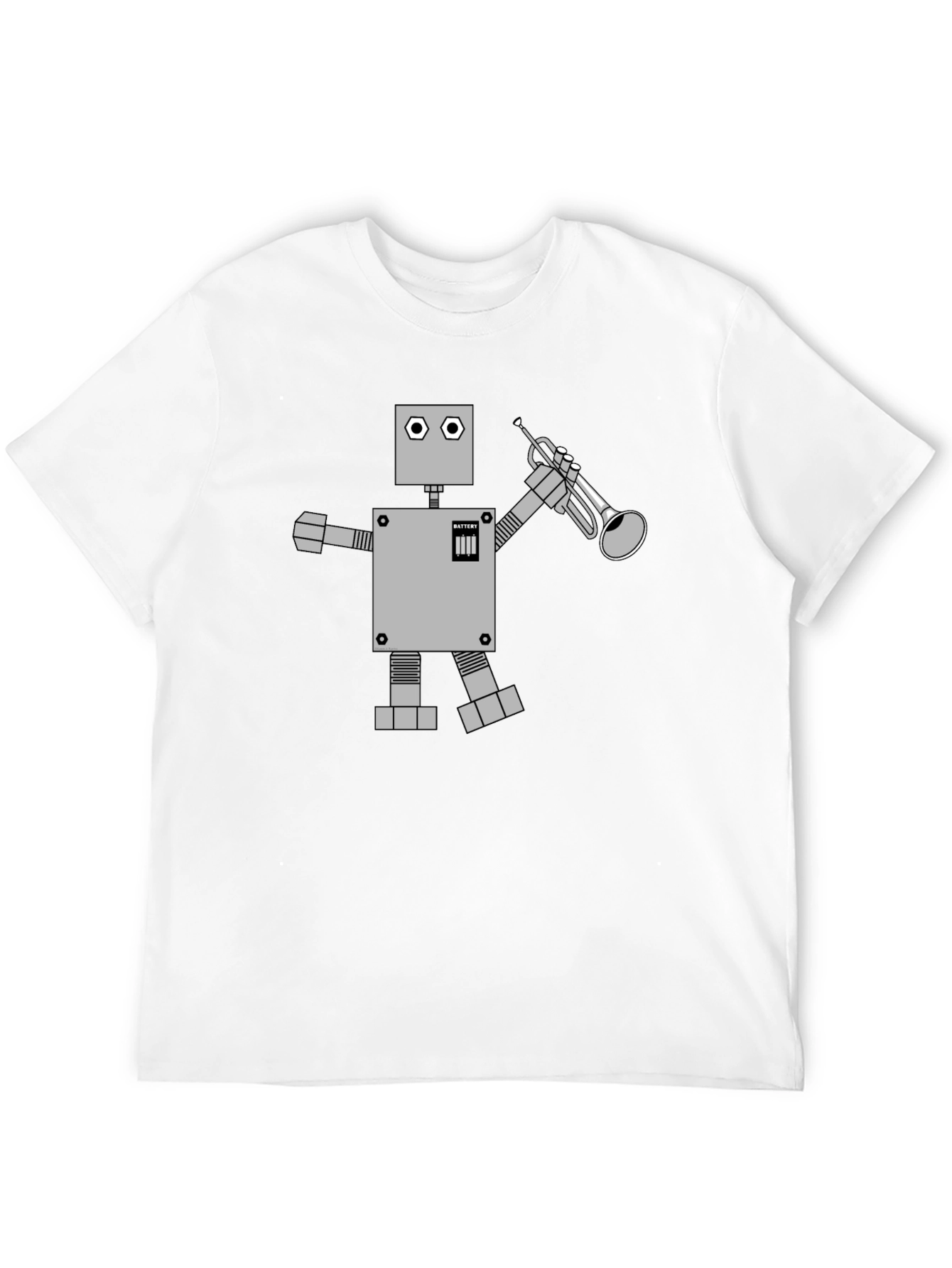 Black Robot Musician Graphic Tee - Black Cotton T-Shirt view 12