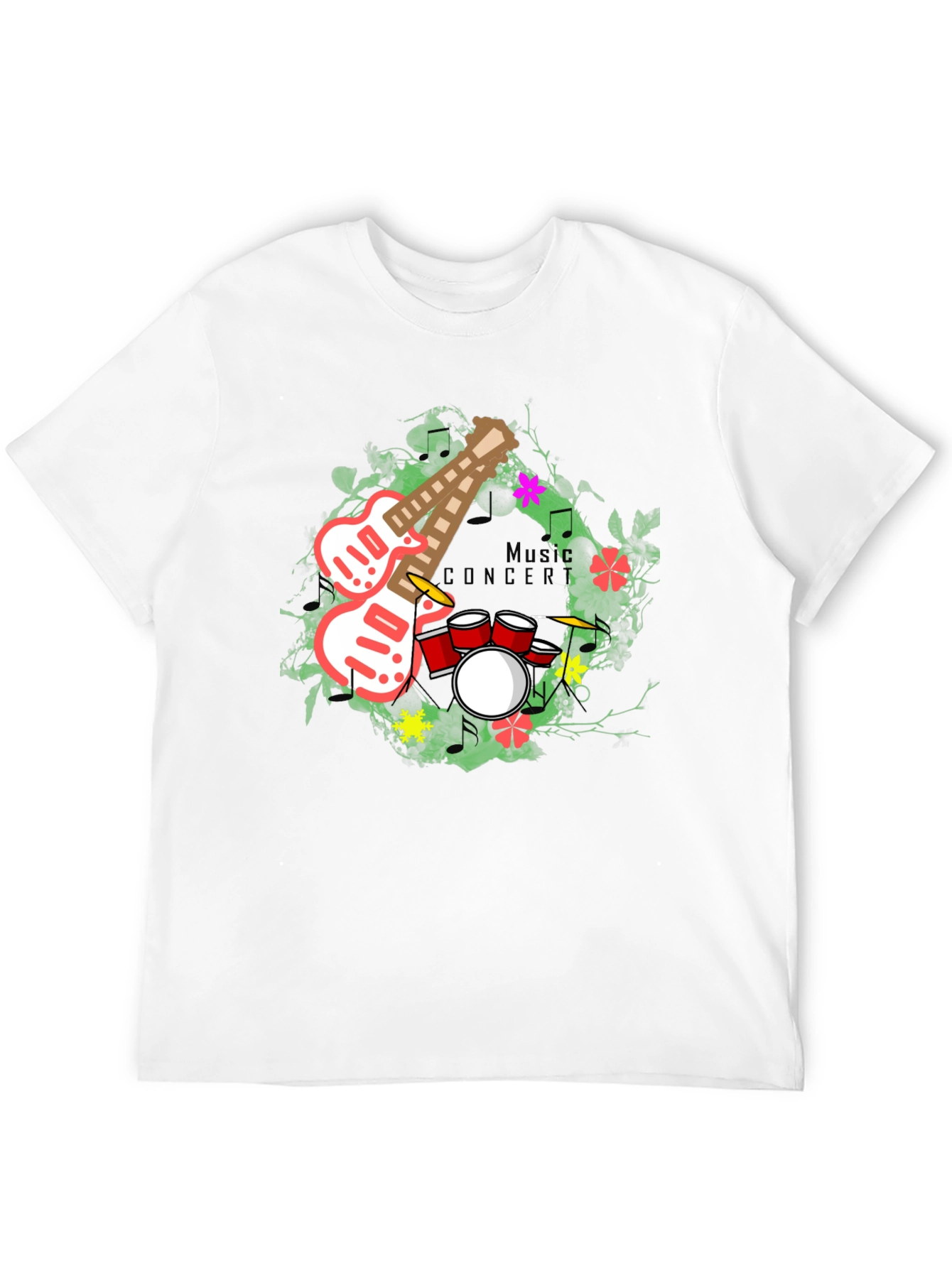 Black Music Concert Guitar Drum Graphic T-Shirt view 12