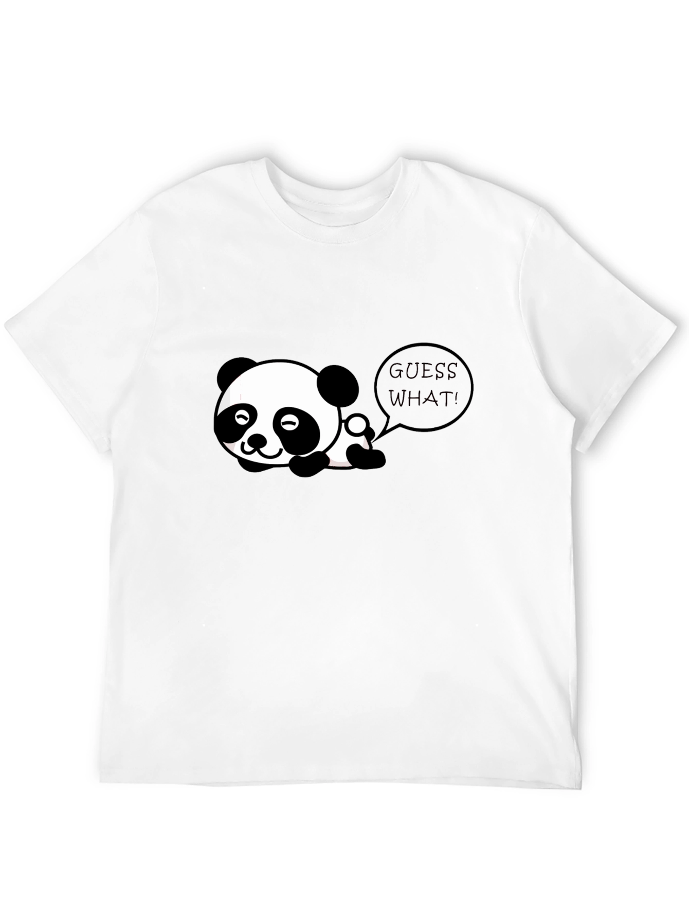 Black Cute Panda "Guess What!" Black T-Shirt view 12